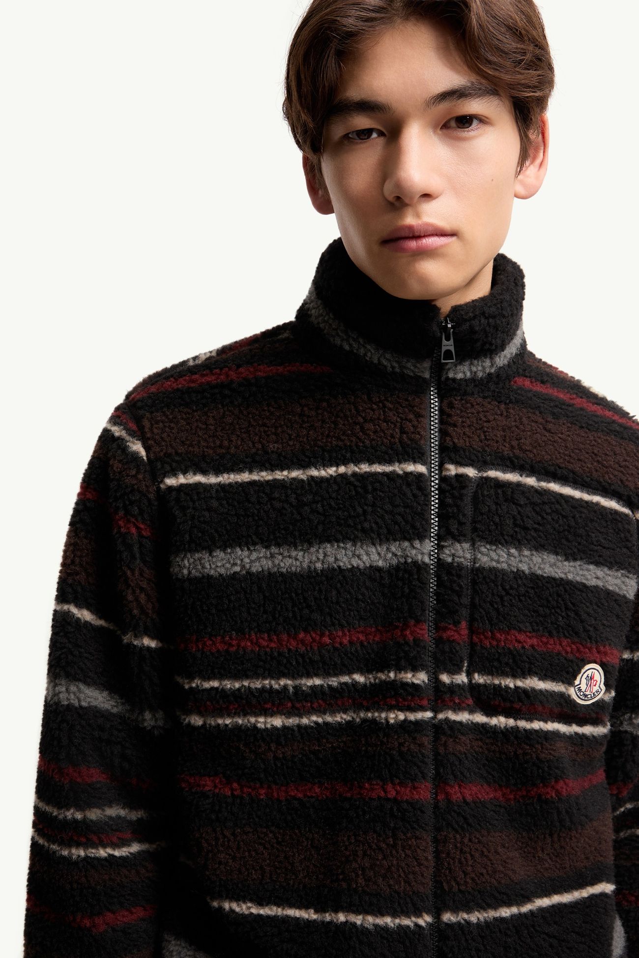 스트라이프 테디 집업 카디건 남성 블랙 & 그레이 Moncler 5