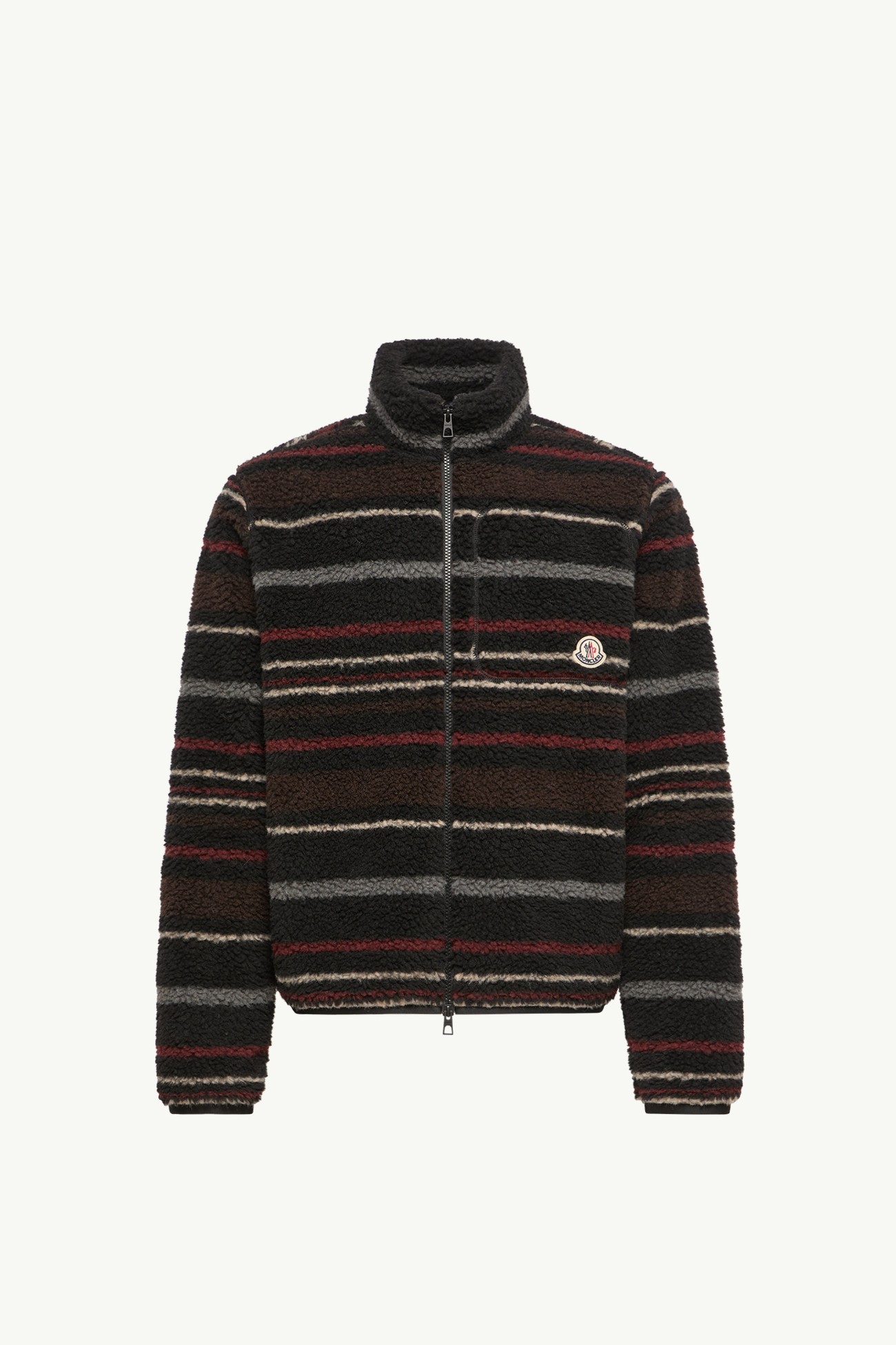 Gestreifte Teddy-Strickjacke mit Reißverschluss Herren Schwarz & Grau Moncler 2