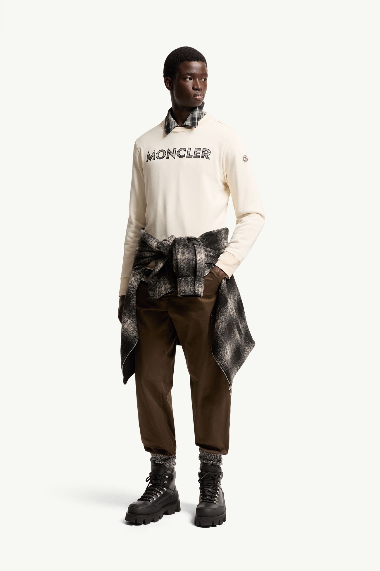 Sweatshirt aus Baumwollmischung mit Logo Herren Weiß-Elfenbein Moncler 0