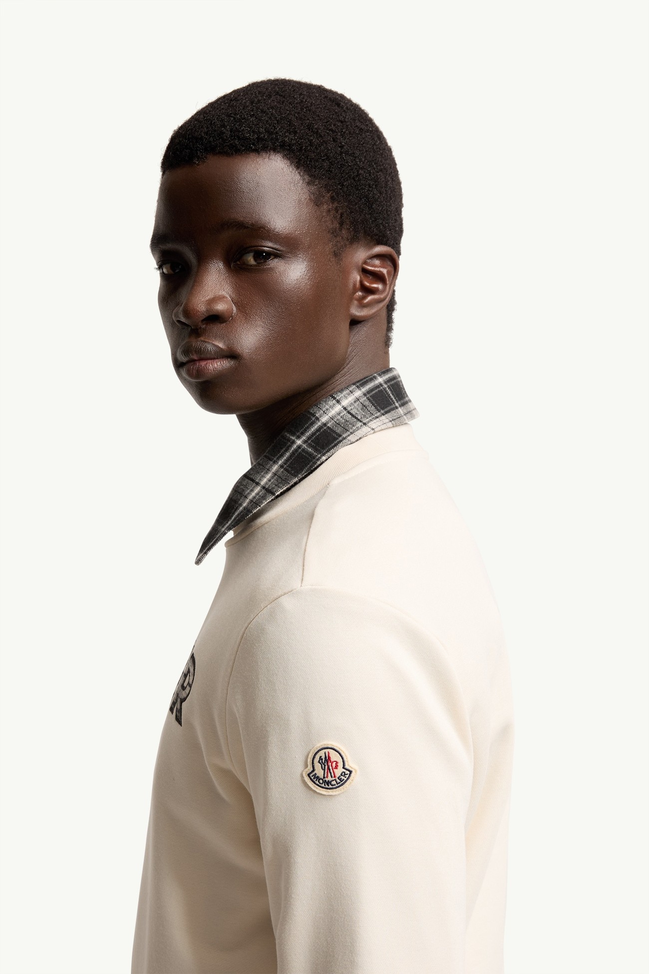 Sudadera de mezcla de algodón con logotipo Hombre Blanco Marfil Moncler 1