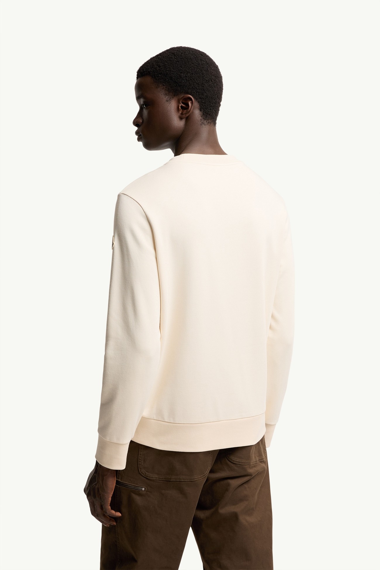 Logo Cotton Blend Sweatshirt Men White Ivory Moncler 4