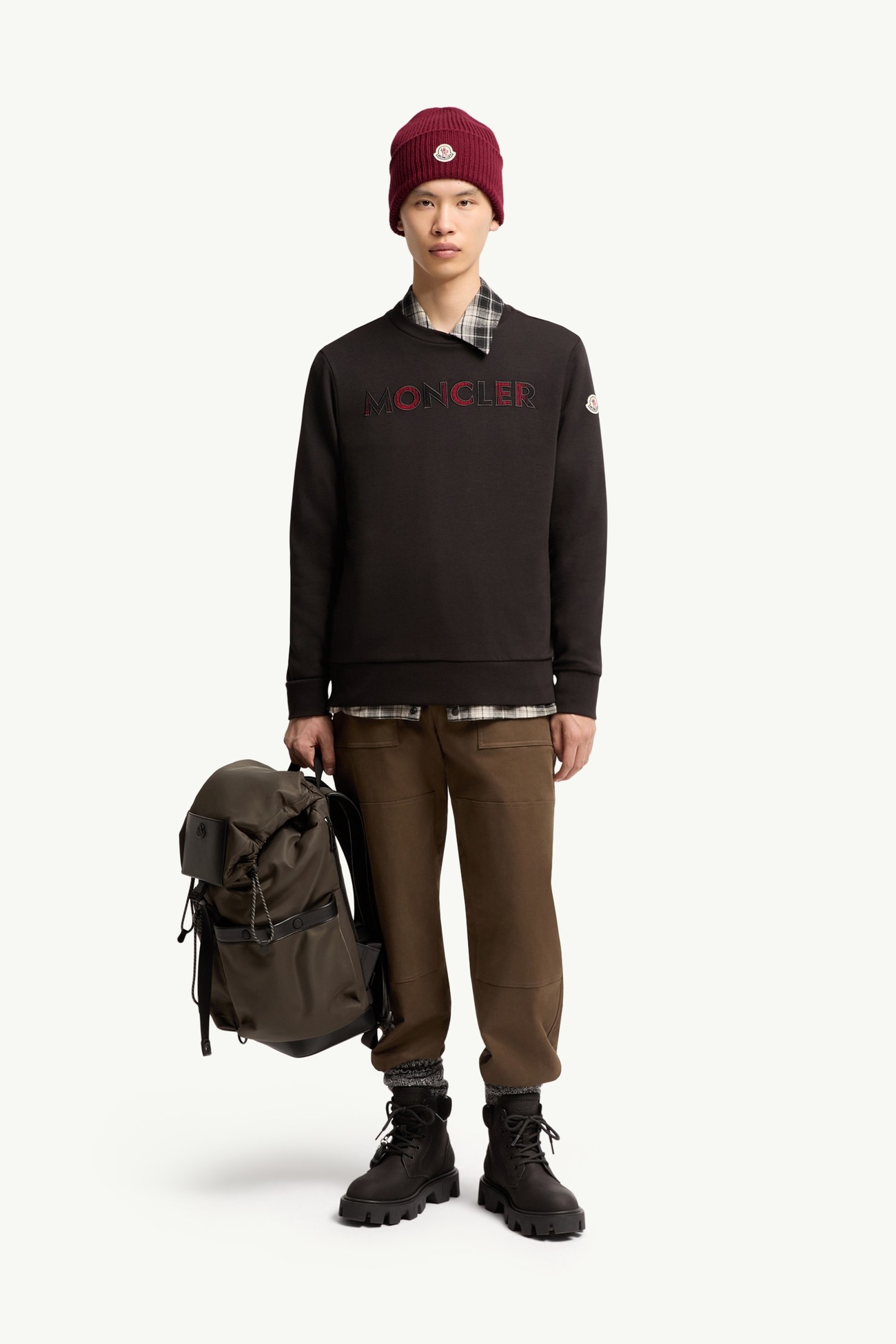 Logo Cotton Blend Sweatshirt Men Black Moncler 0