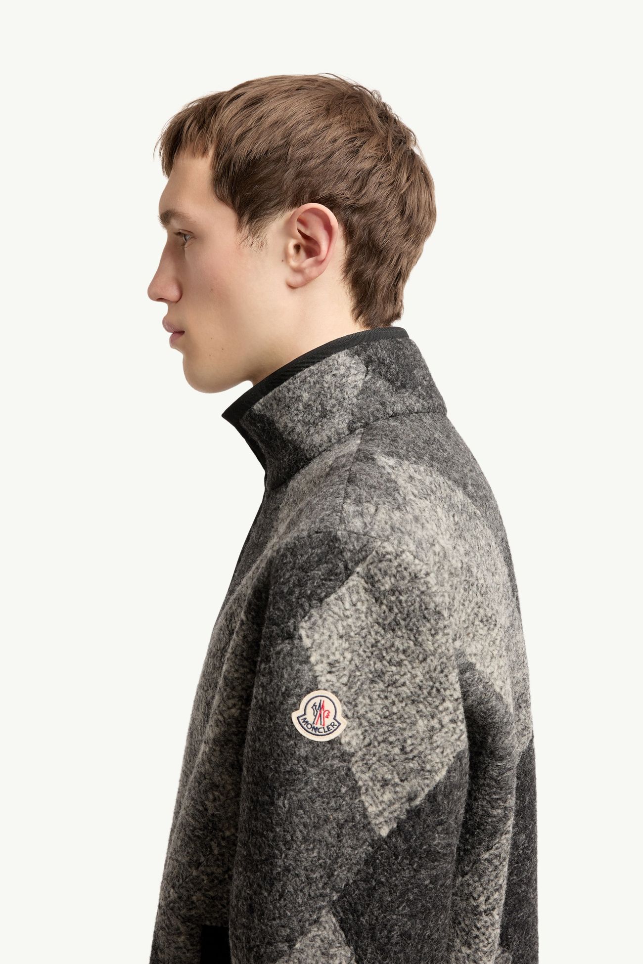 다이아몬드 패턴 울 혼방 집업 카디건 남성 그레이 Moncler 1
