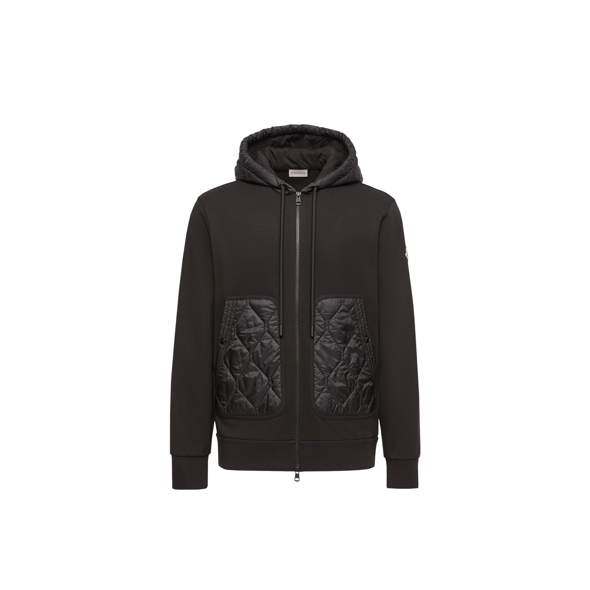 Moncler   Diamond Quilted Cotton Blend Zip-Up Hoodie for Men in Black, Size: L