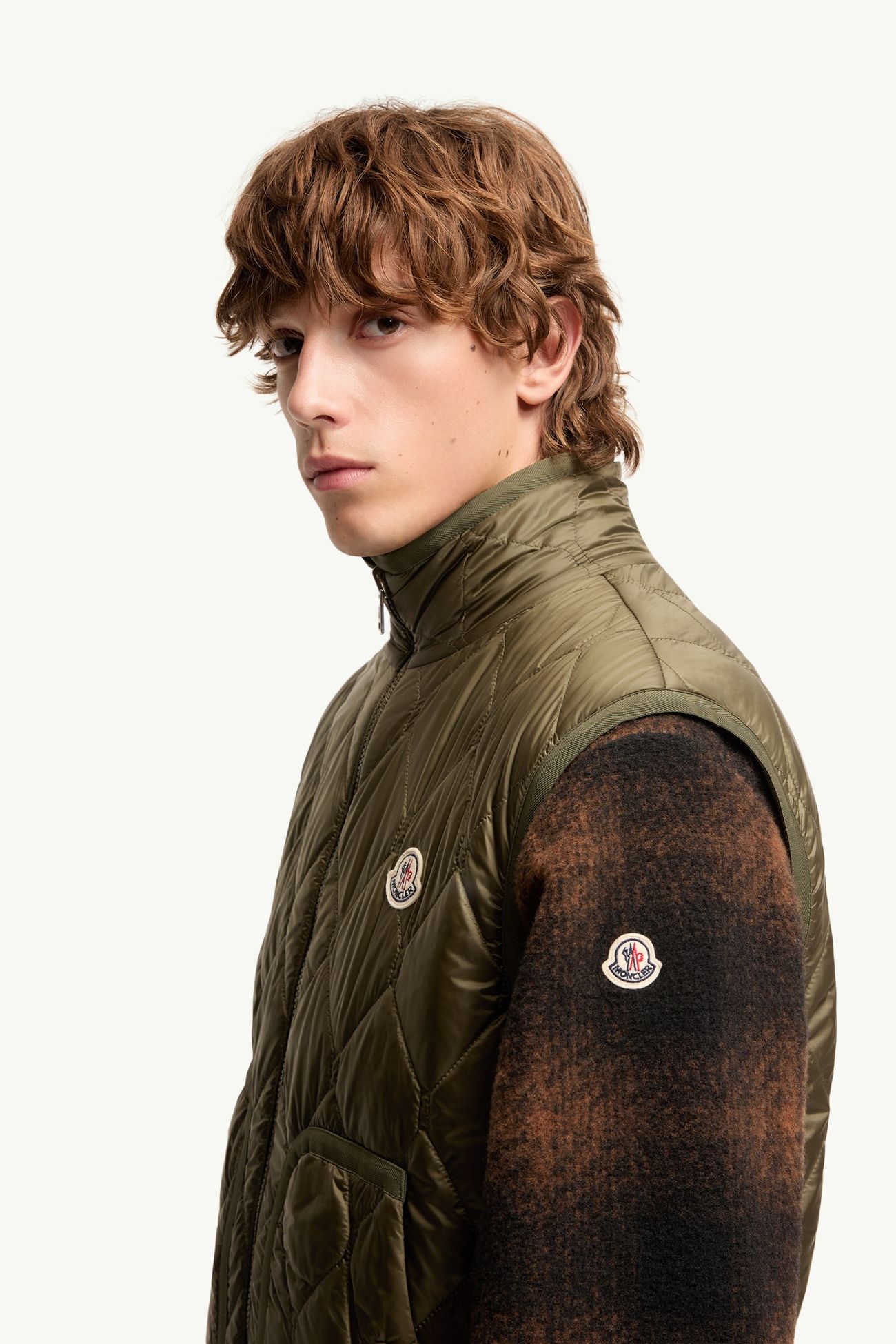 Wendbare, wattierte Teddyweste mit Paisley-Muster Herren Braun & Grün Moncler 1