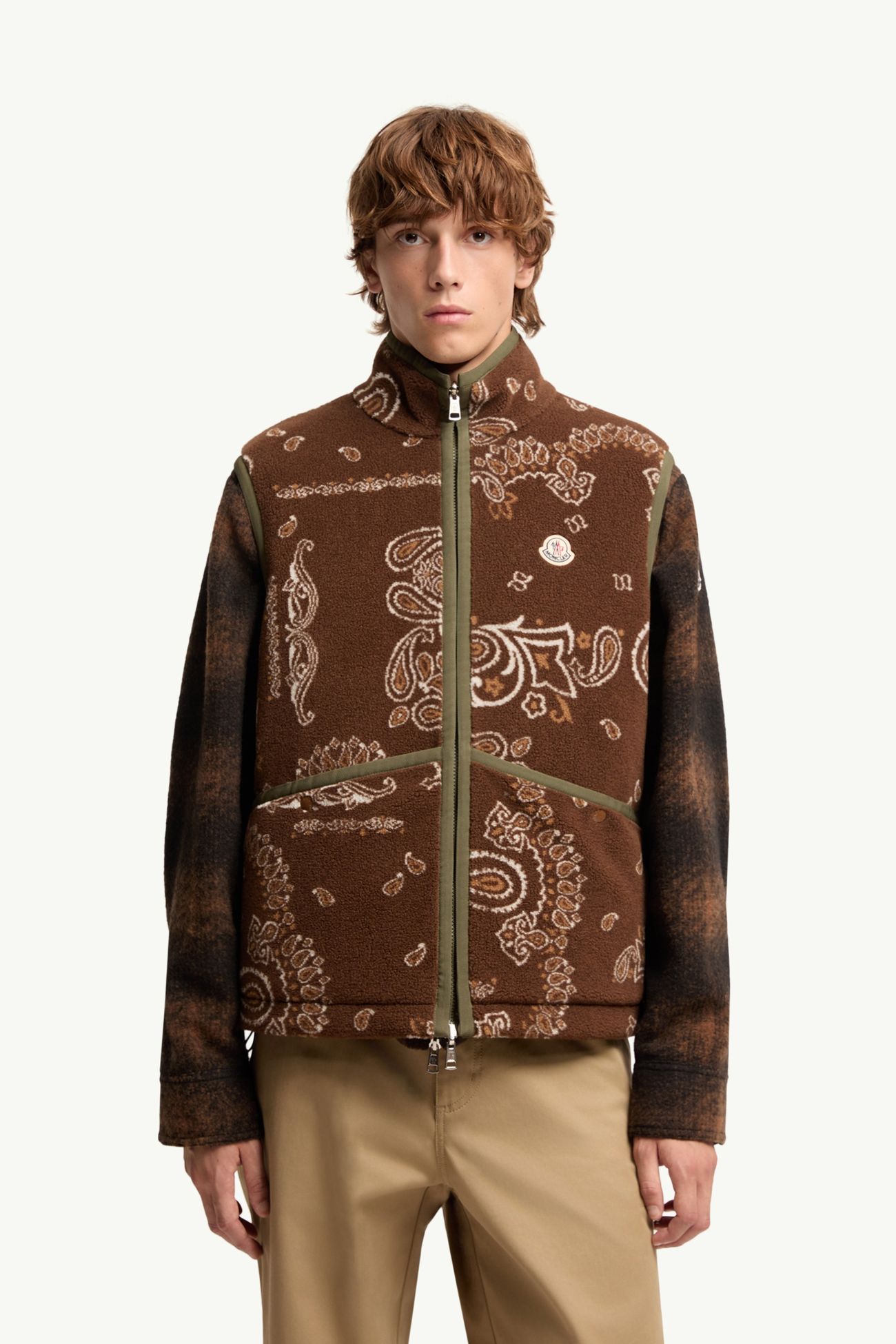 Wendbare, wattierte Teddyweste mit Paisley-Muster Herren Braun & Grün Moncler 3