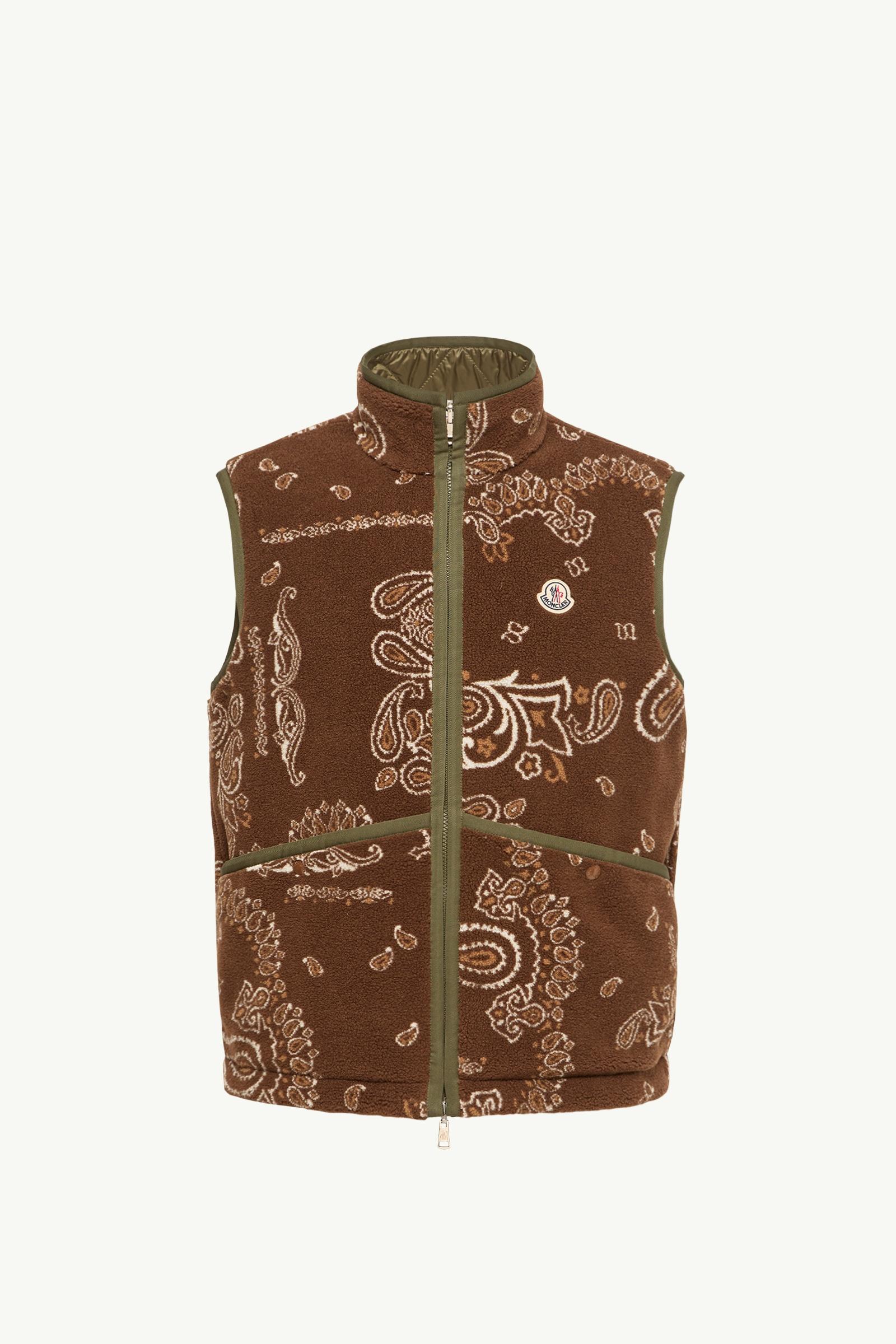Wendbare, wattierte Teddyweste mit Paisley-Muster Herren Braun & Grün Moncler, 1 of 0