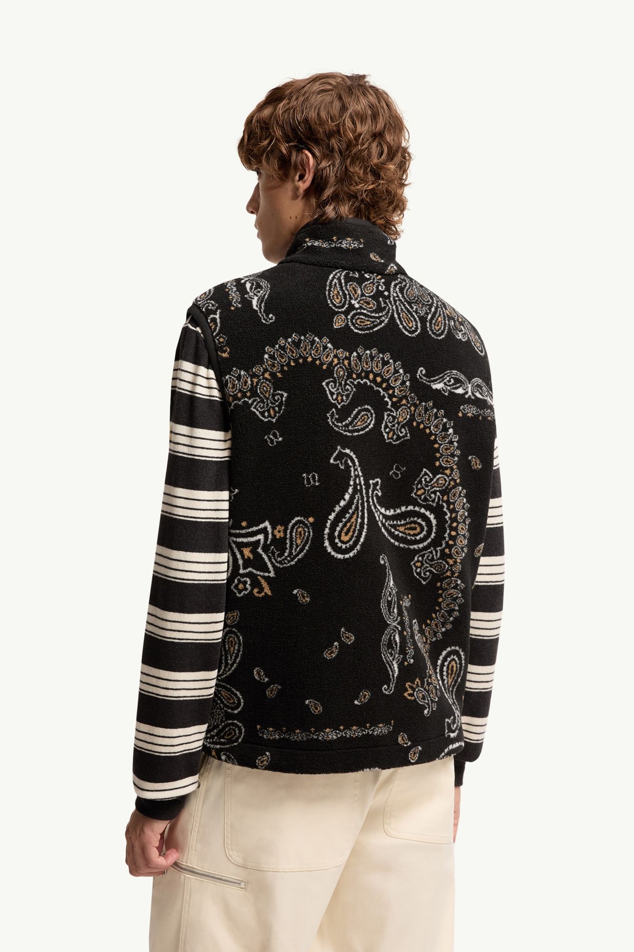 雙面腰果花印花夾層泰迪布背心 男士 黑色 Moncler 4