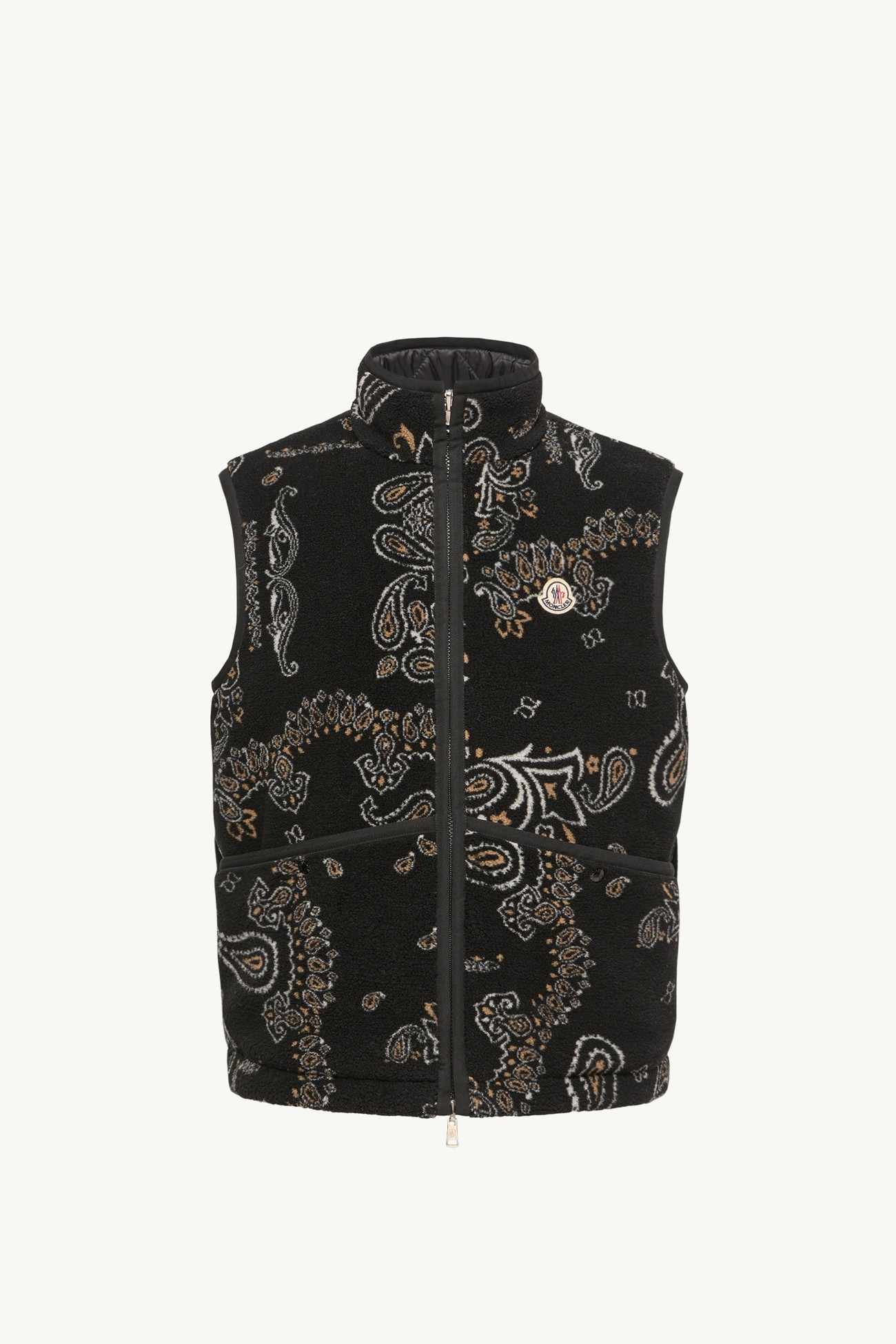 Wendbare, wattierte Teddyweste mit Paisley-Muster Herren Schwarz Moncler 2