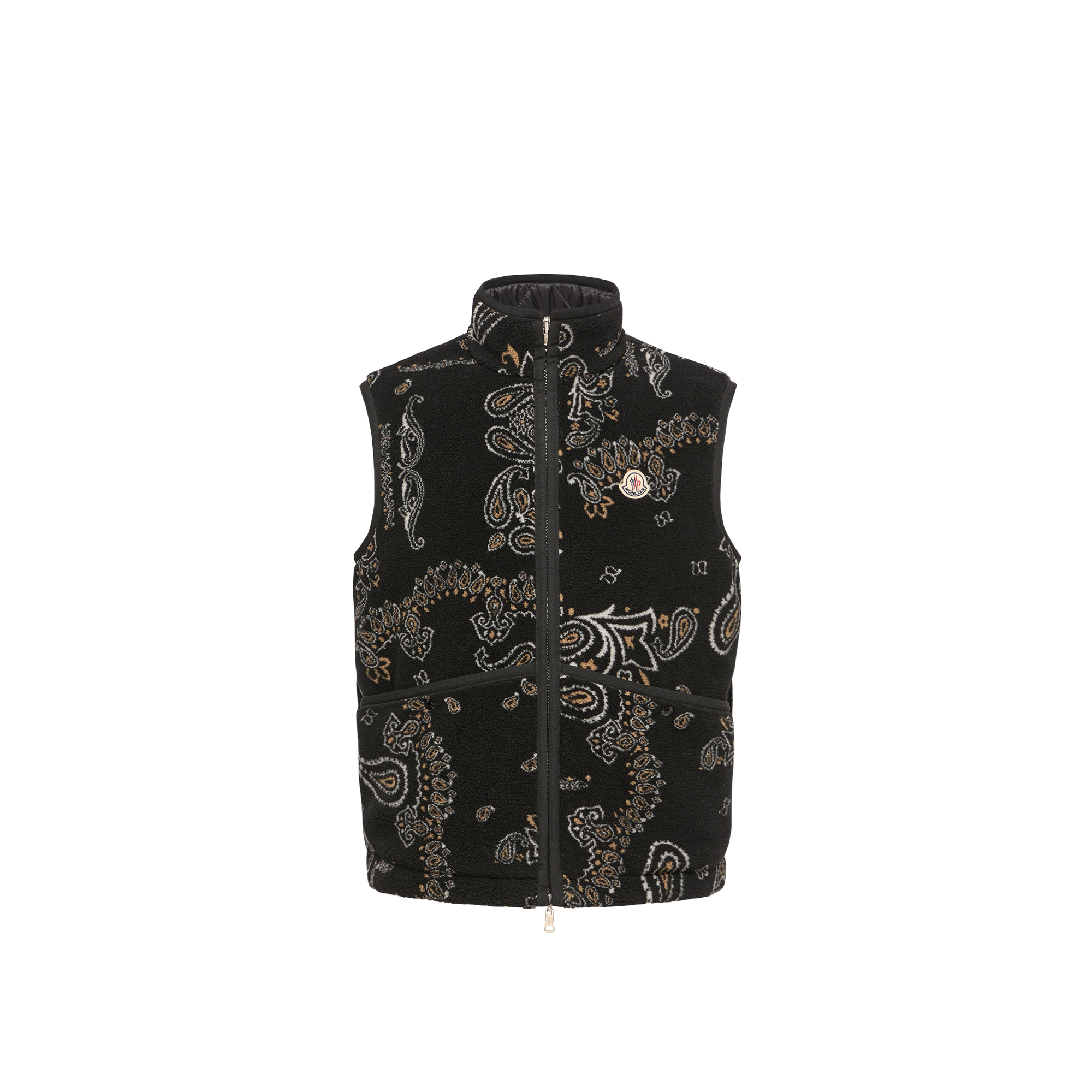 Moncler Reversible Paisley Print Padded Teddy Vest - Male - Waistcoats - Black - M - Jackets - Image 5