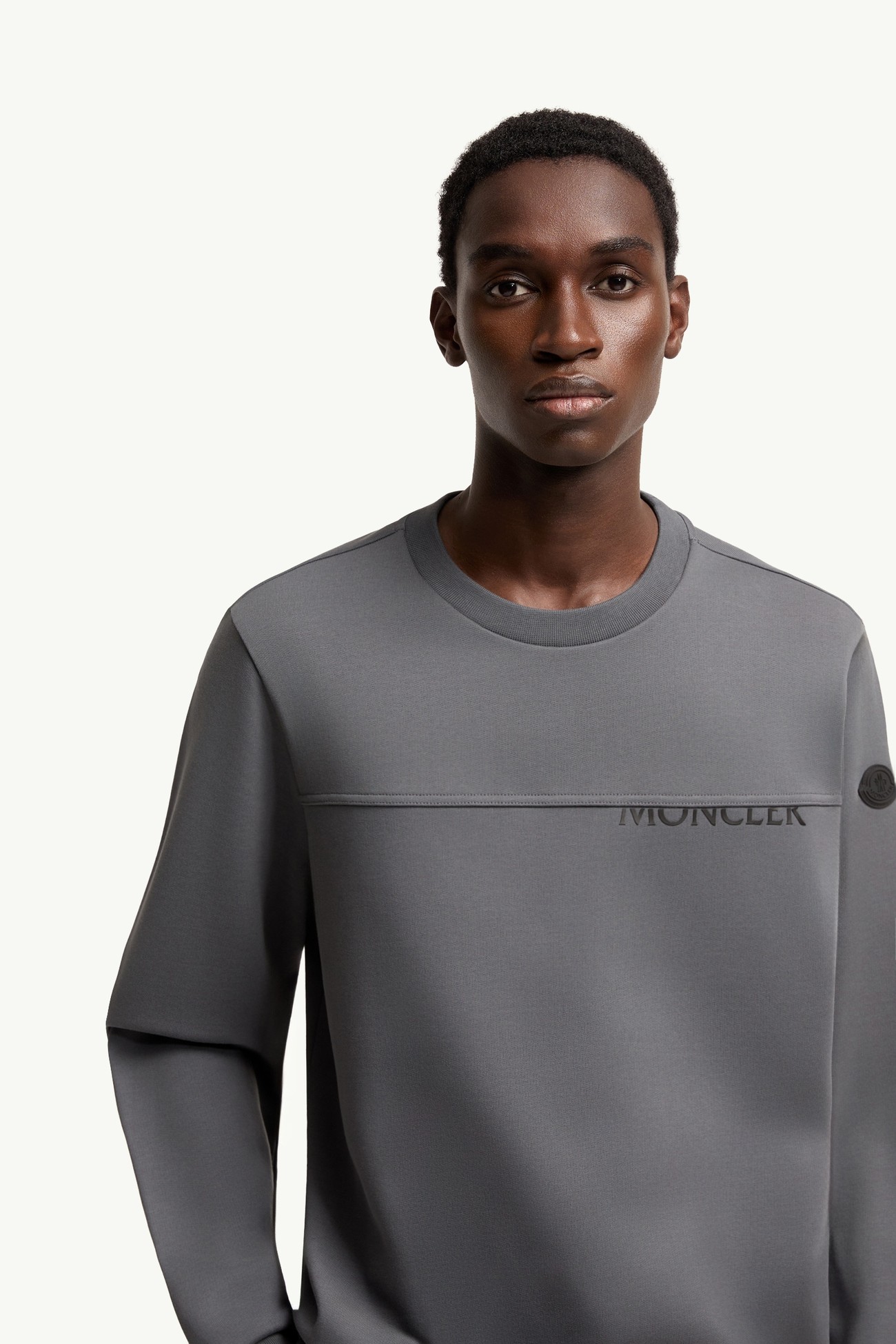 Sweat en coton avec logo Hommes Gris Moncler 5