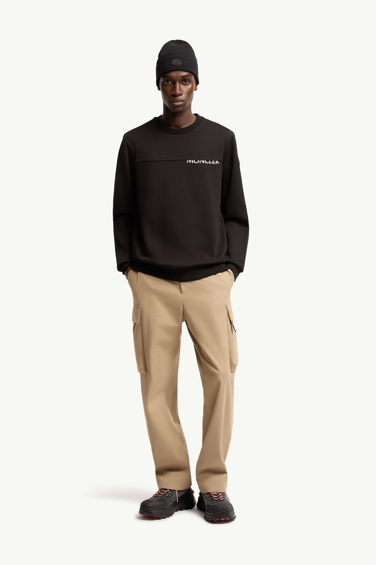 Logo Cotton Sweatshirt Men Black Moncler 0