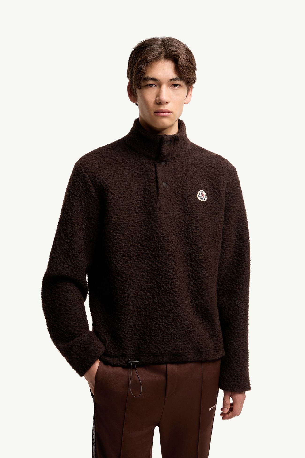 Felpa logata in maglia Uomo Marrone Scuro Moncler 3