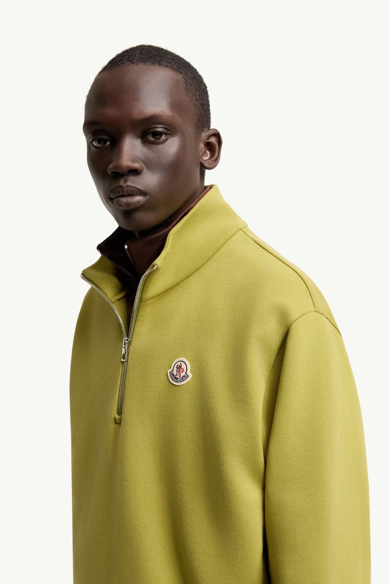 Sweatshirt aus Baumwolle mit Reißverschluss und Logo Herren Limettengrün Moncler 1