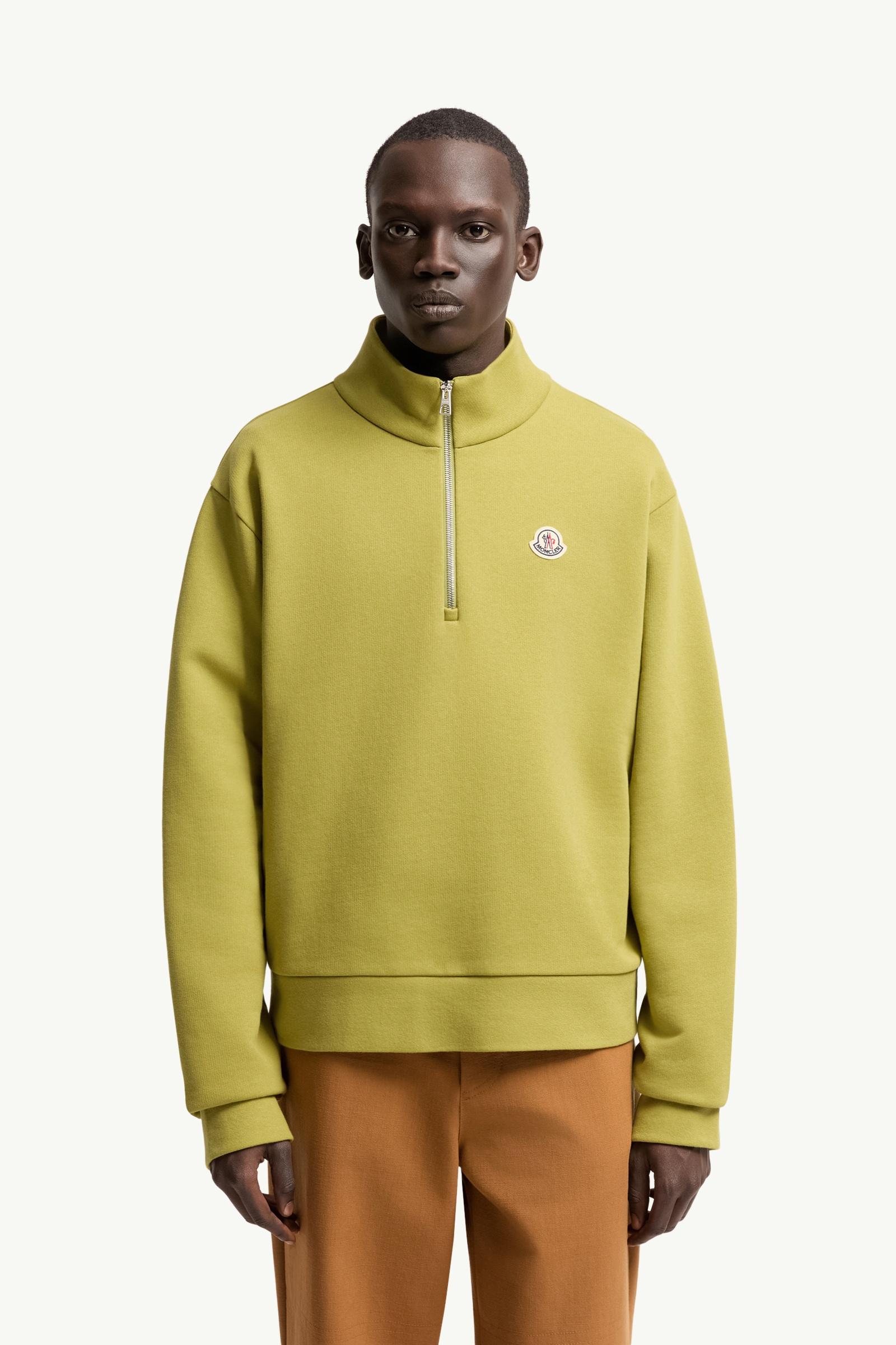 Lime Green Logo Cotton Zip-Up Sweatshirt - Sweatshirts for Men
