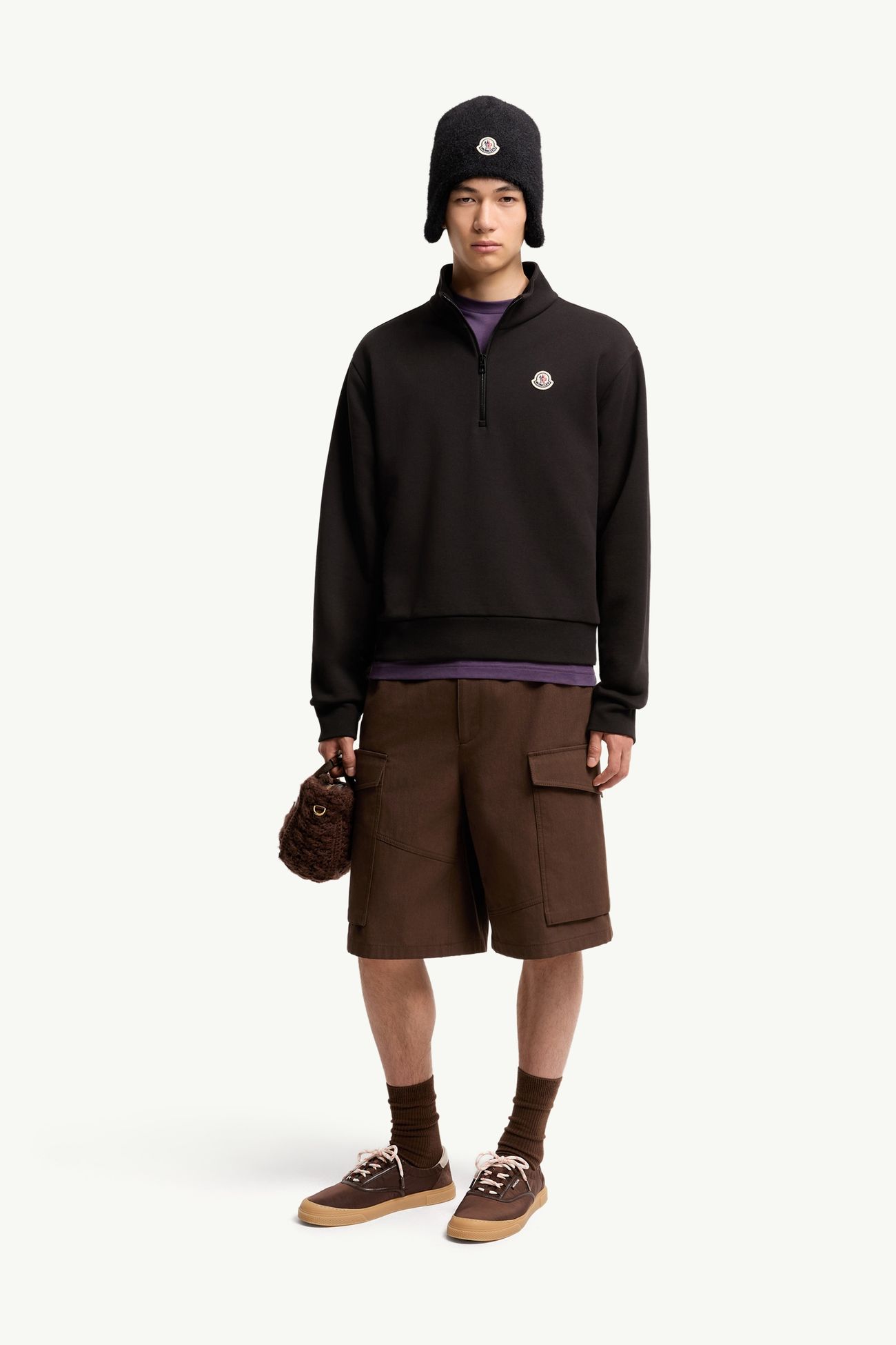 男士标识棉质拉链卫衣 男士 黑色 Moncler 0