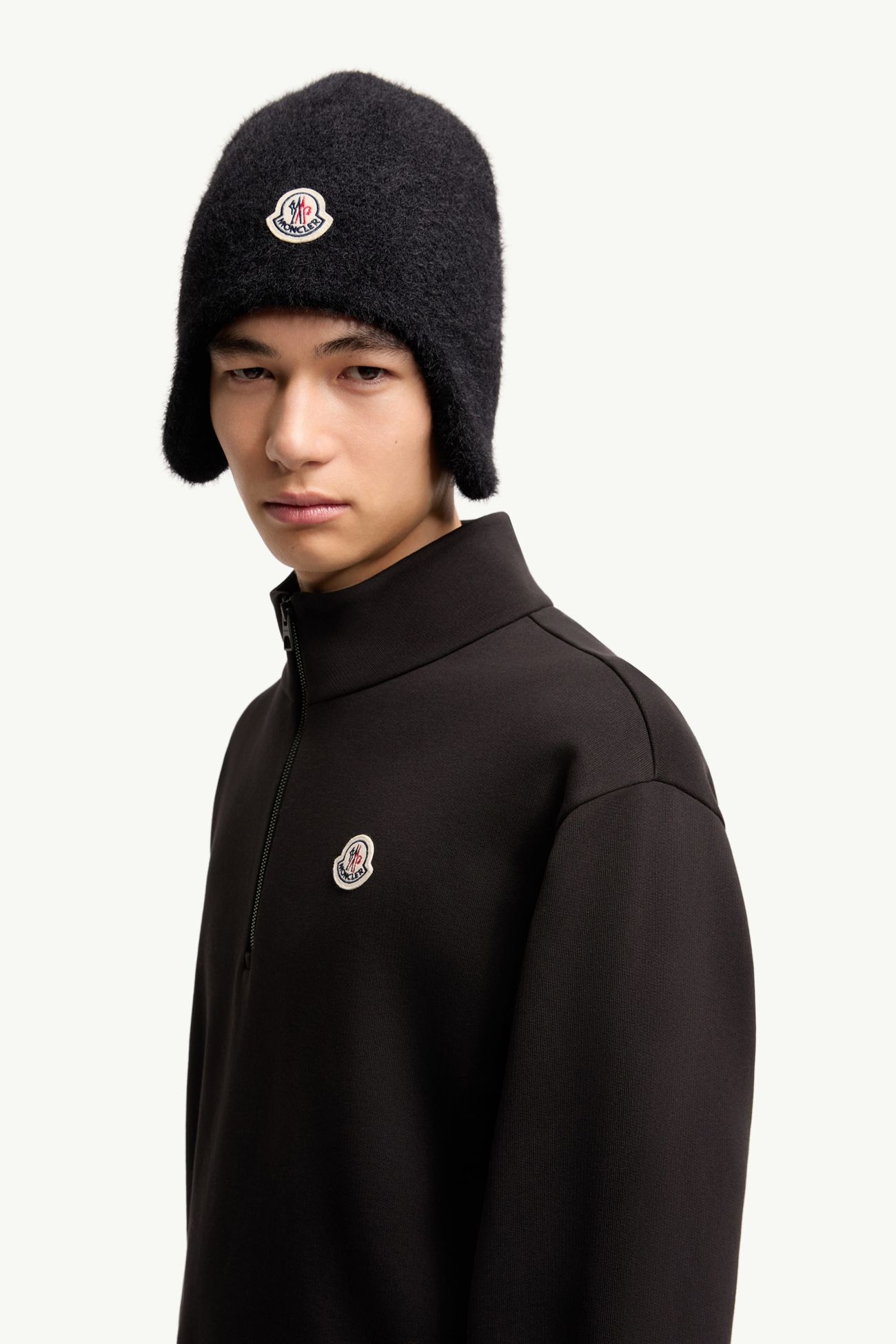 Logo Cotton Zip-Up Sweatshirt Men Black Moncler 1