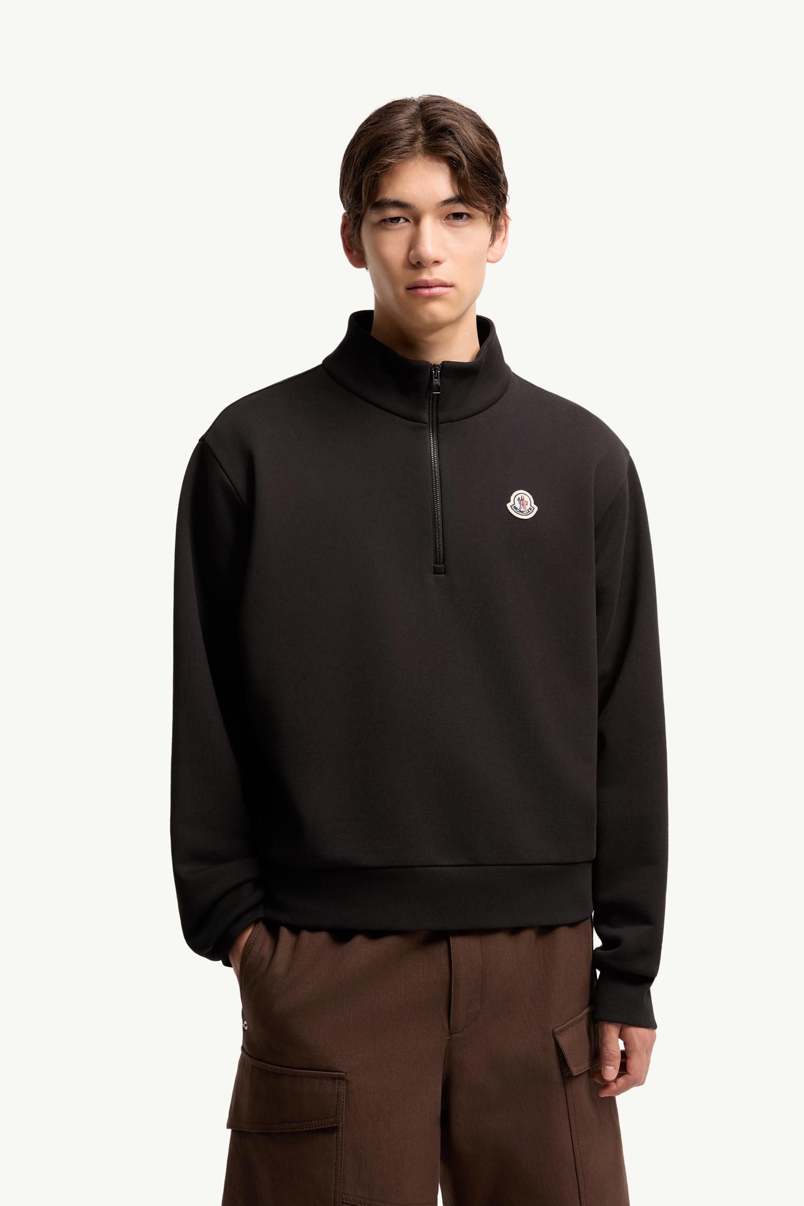 Black Logo Cotton Zip-Up Sweatshirt - Sweatshirts for Men | Moncler US