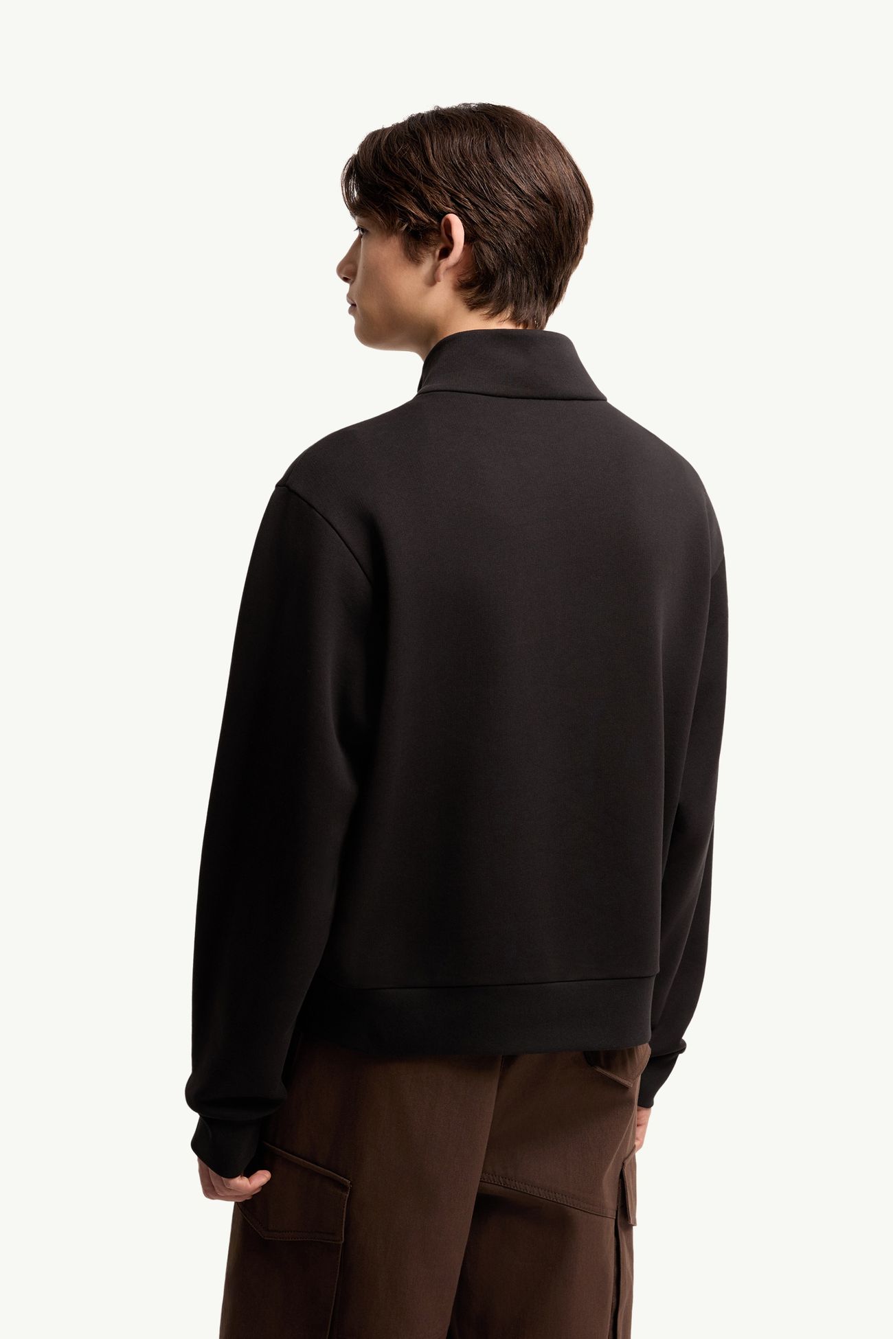 Felpa con zip in cotone con logo Uomo Nero Moncler 4