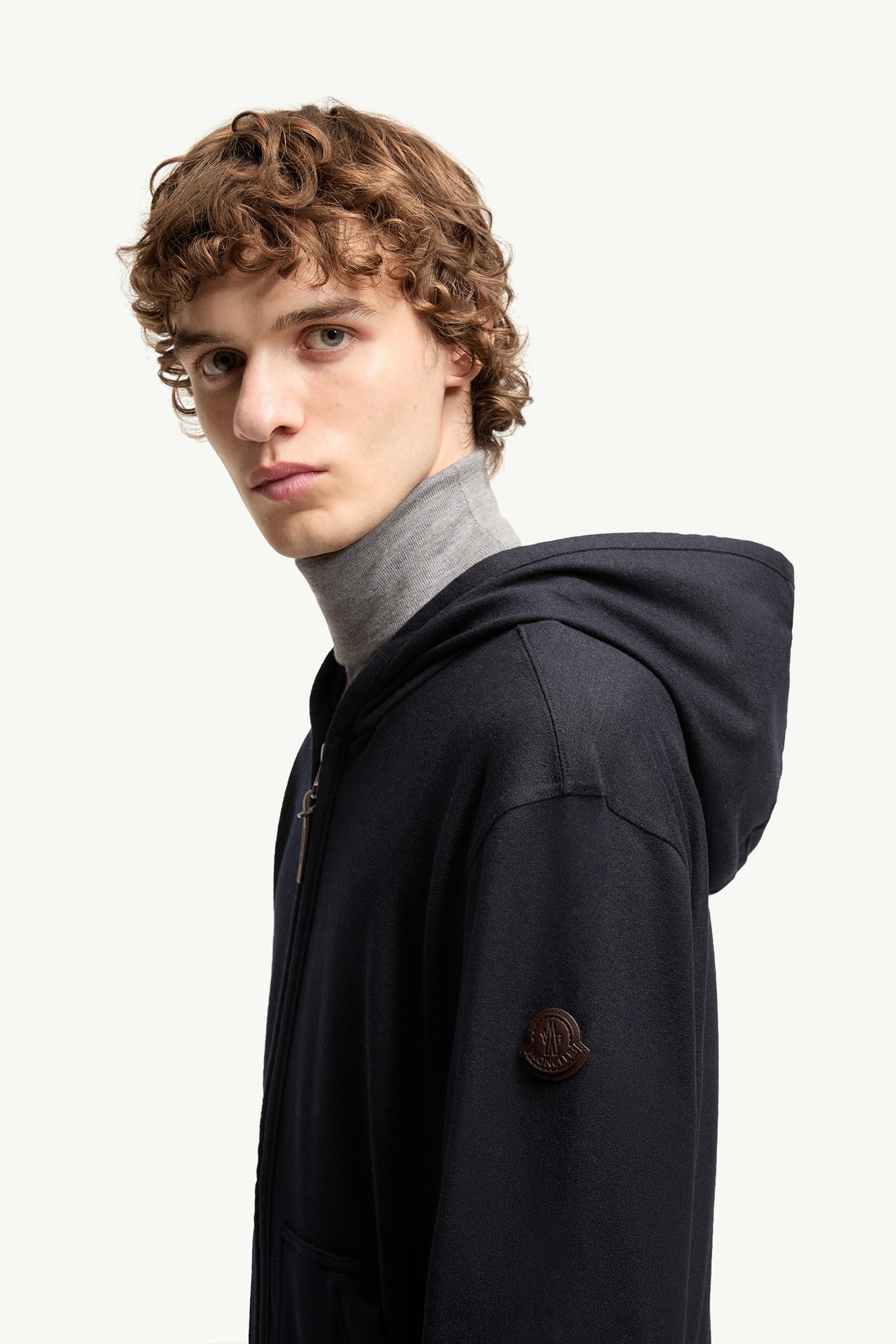 Sweat à capuche zippé en flanelle Hommes Bleu marine Moncler 1