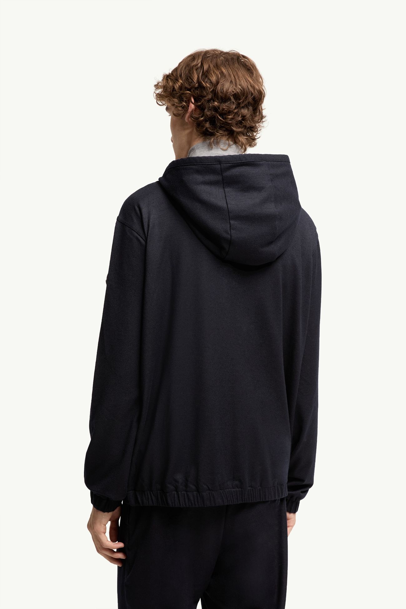Flannel Zip-Up Hoodie Men Navy Blue Moncler 4