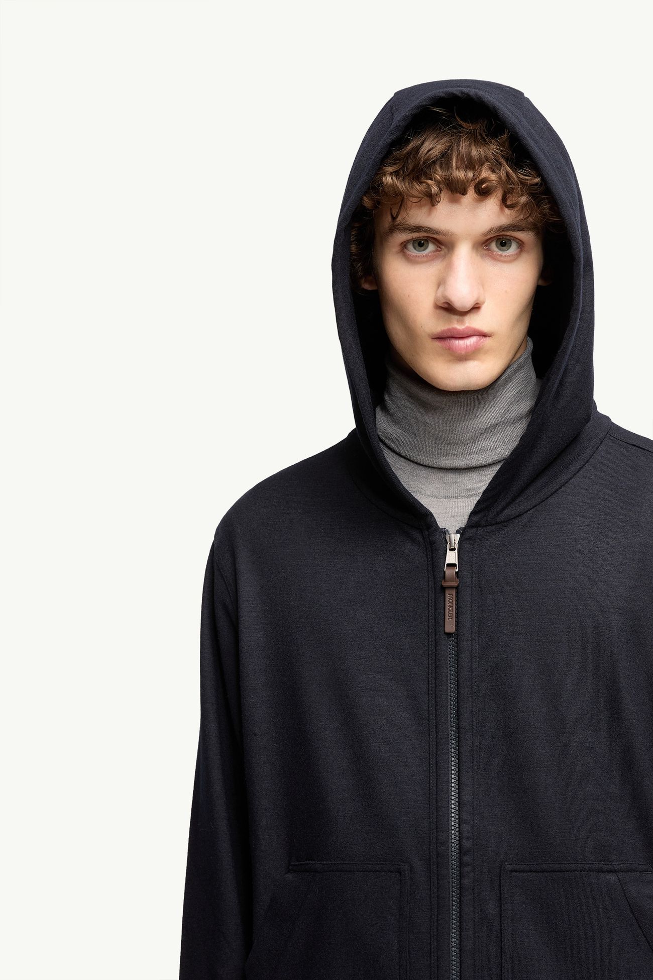 法蘭絨拉鏈連帽衫 男士 海軍藍色 Moncler 5