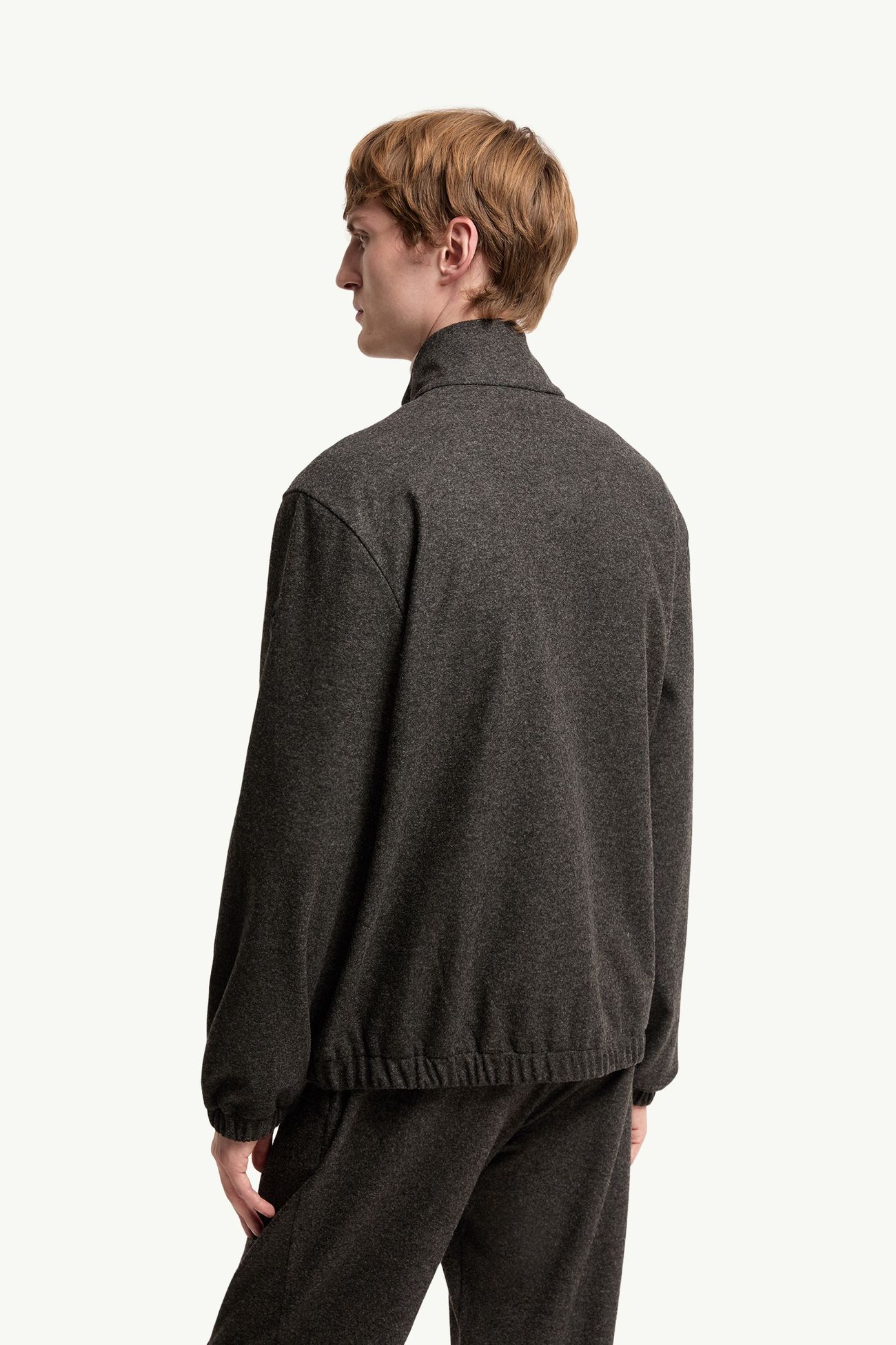 Leather Logo Zip-Up Cardigan Men Dark Gray Moncler 4