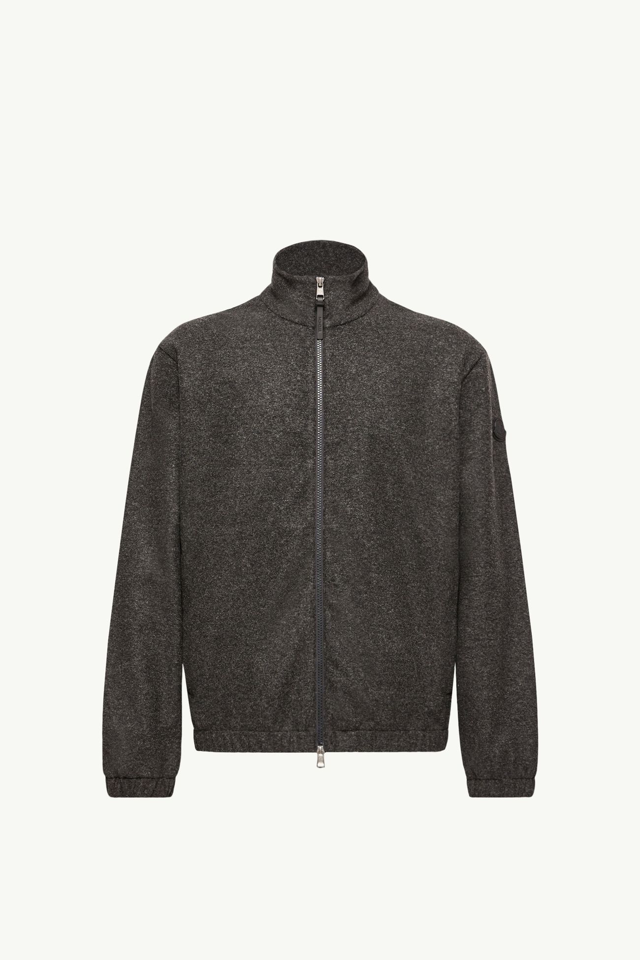 皮革標誌拉鏈開襟毛衣 男士 深灰色 Moncler 2