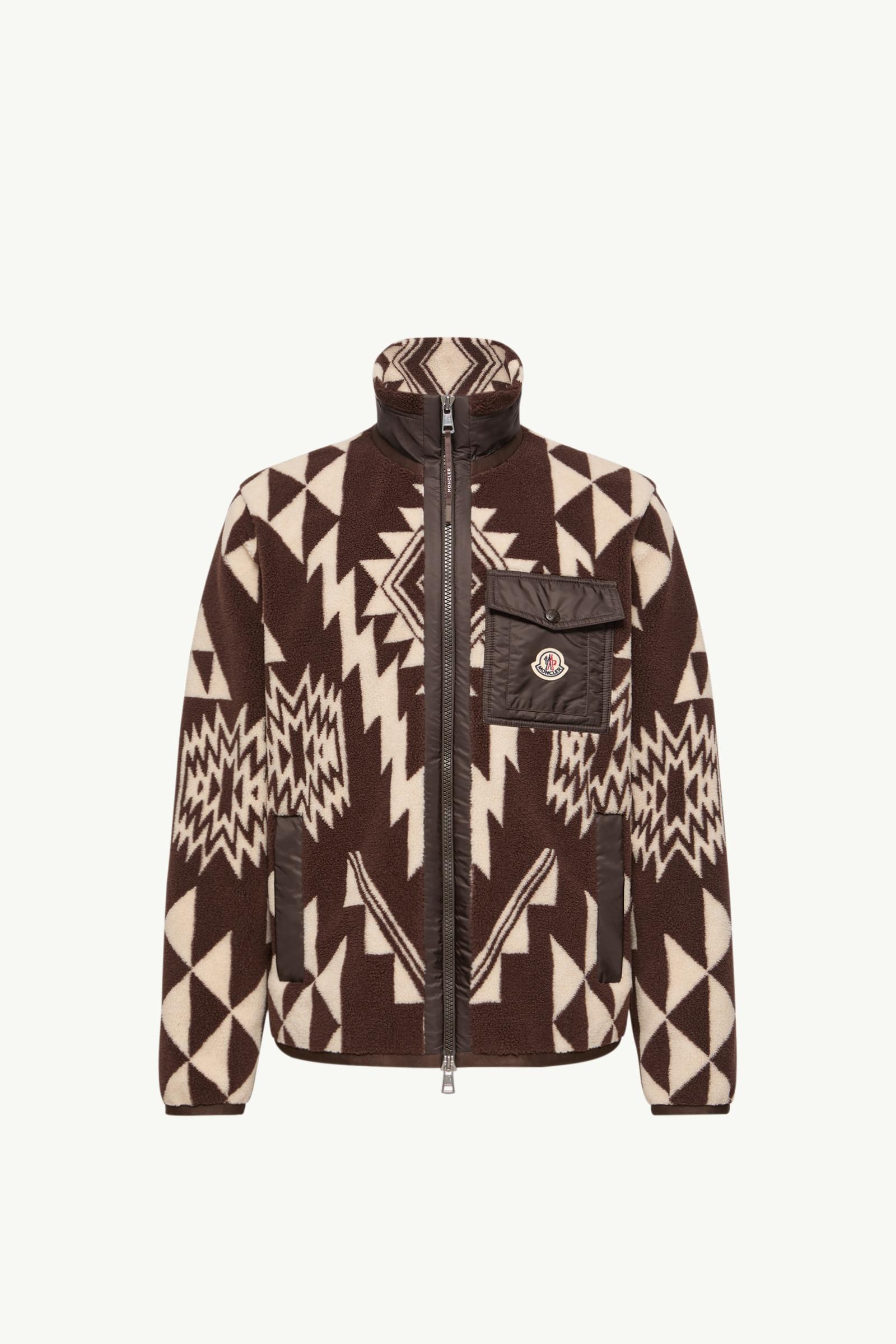 Geometrischer Kapuzenpullover aus Teddy mit Reißverschluss Herren Braun Moncler, 1 of 0
