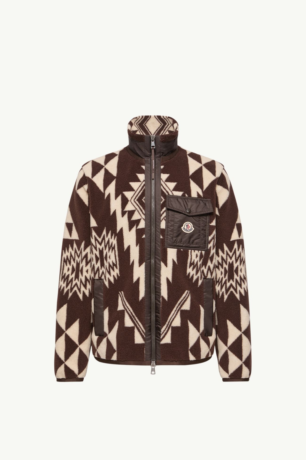 Geometrischer Kapuzenpullover aus Teddy mit Reißverschluss Herren Braun Moncler 2