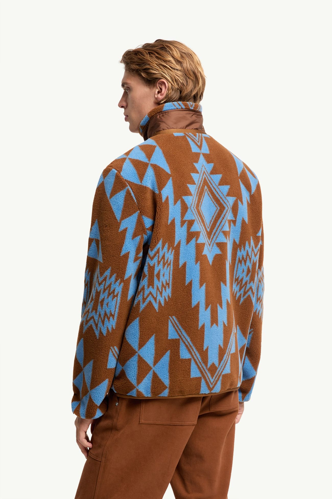 Geometrischer Kapuzenpullover aus Teddy mit Reißverschluss Herren Hellbraun Moncler 4