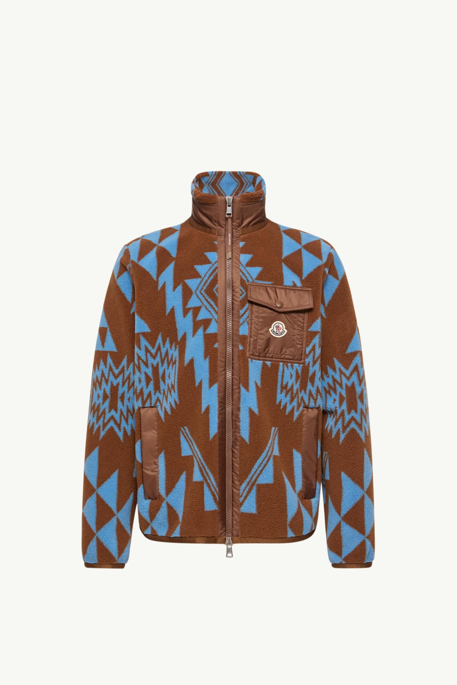 Geometrischer Kapuzenpullover aus Teddy mit Reißverschluss Herren Hellbraun Moncler, 1 of 0