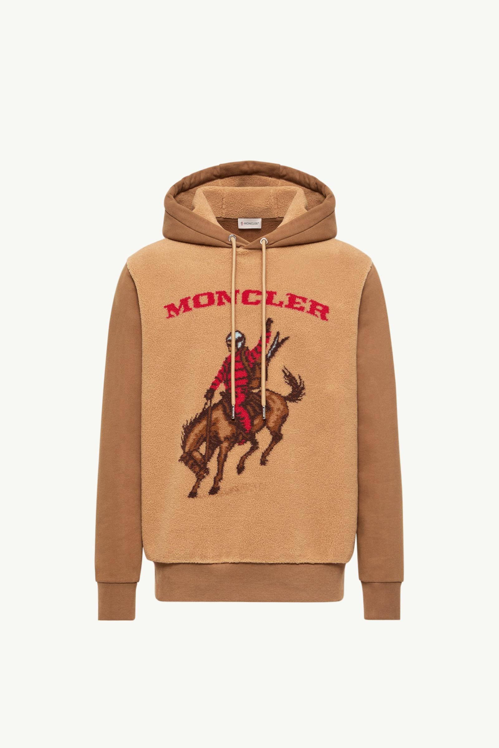 馬匹提花泰迪布連帽衫 男士 淺啡色 Moncler, 1 of 0
