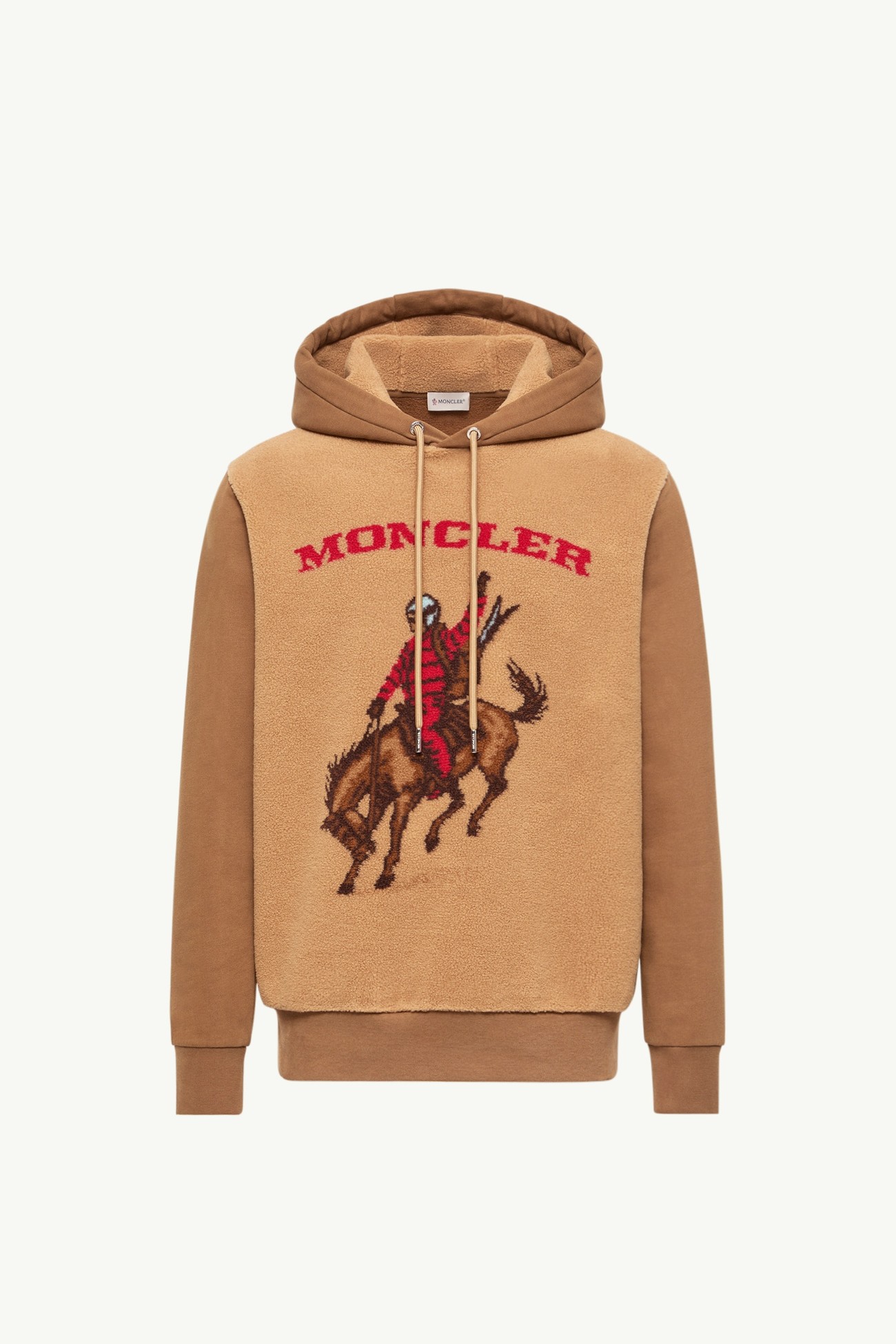 Horse Jacquard Teddy Hoodie Men Light Brown Moncler 2