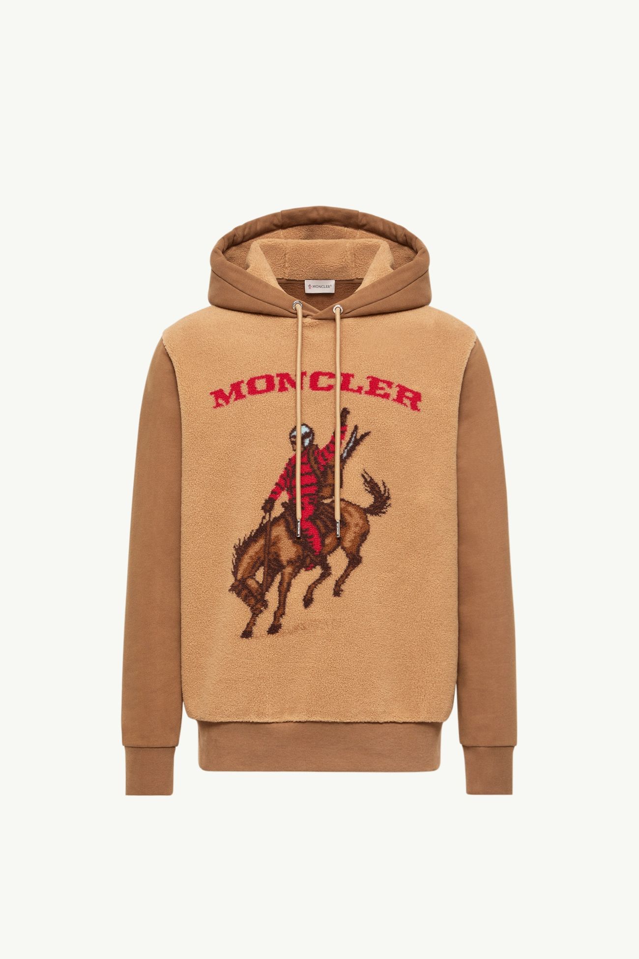 馬匹提花泰迪布連帽衫 男士 淺啡色 Moncler 2