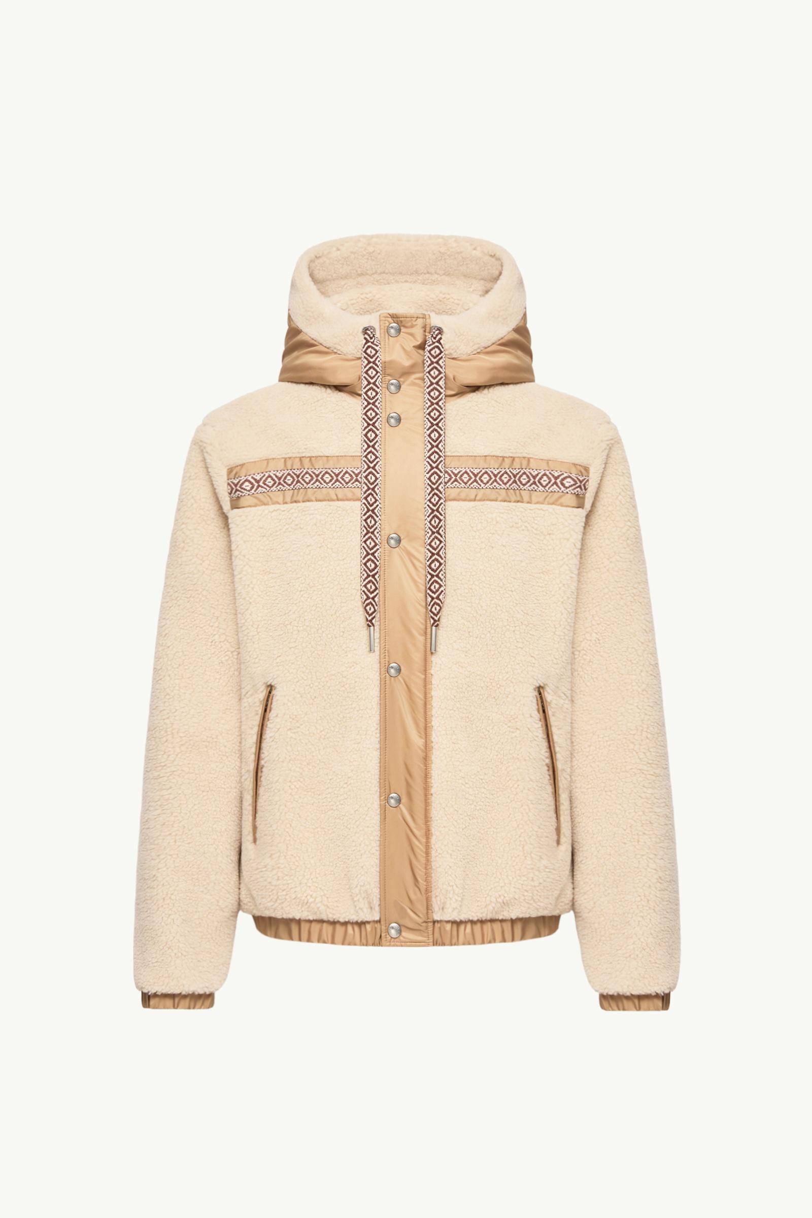 Geometric Trim Teddy Zip-Up Hoodie Men Light Beige Moncler, 1 of 0