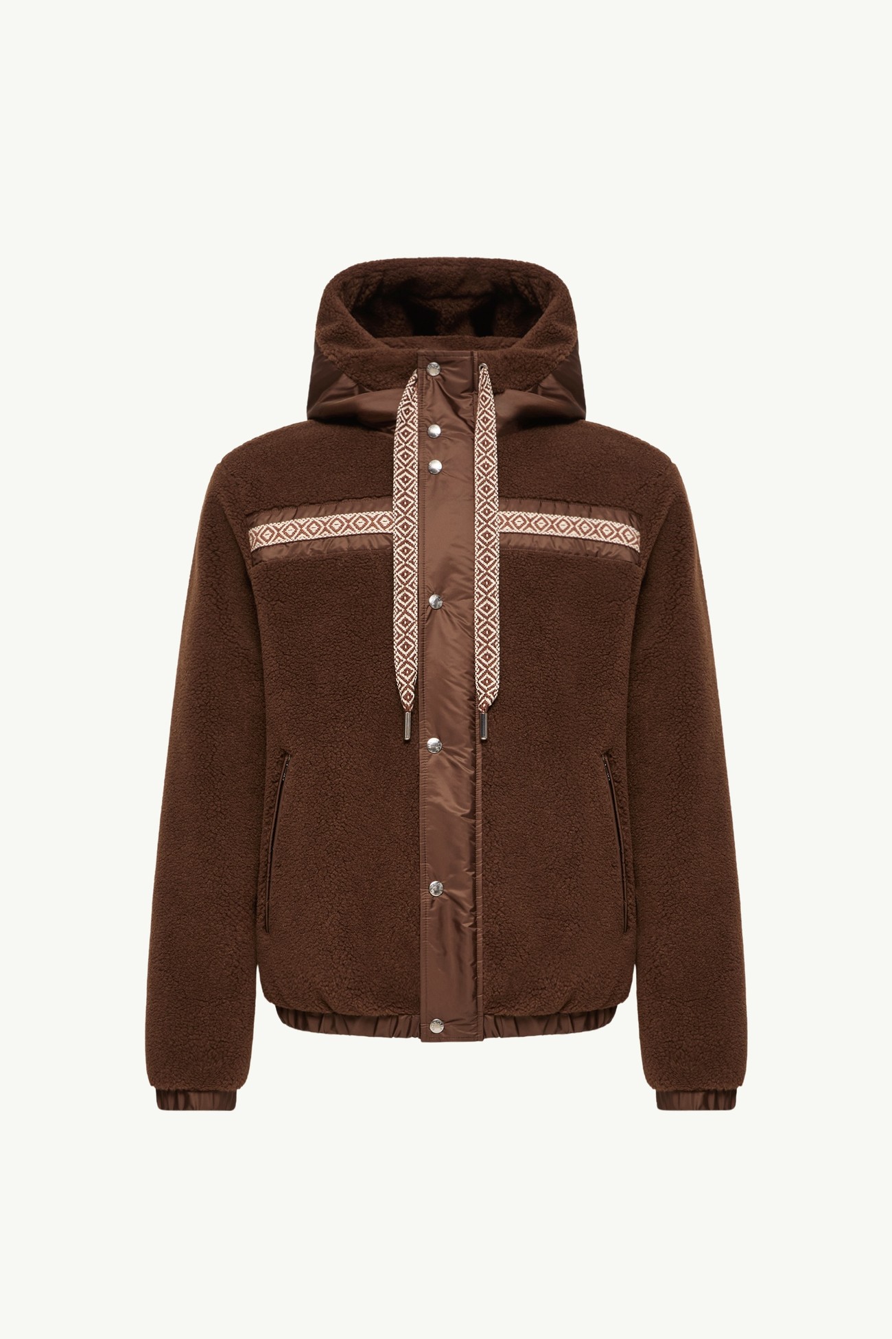 Kapuzenpullover aus Teddystoff mit geometrischem Besatz Herren Braun Moncler 2