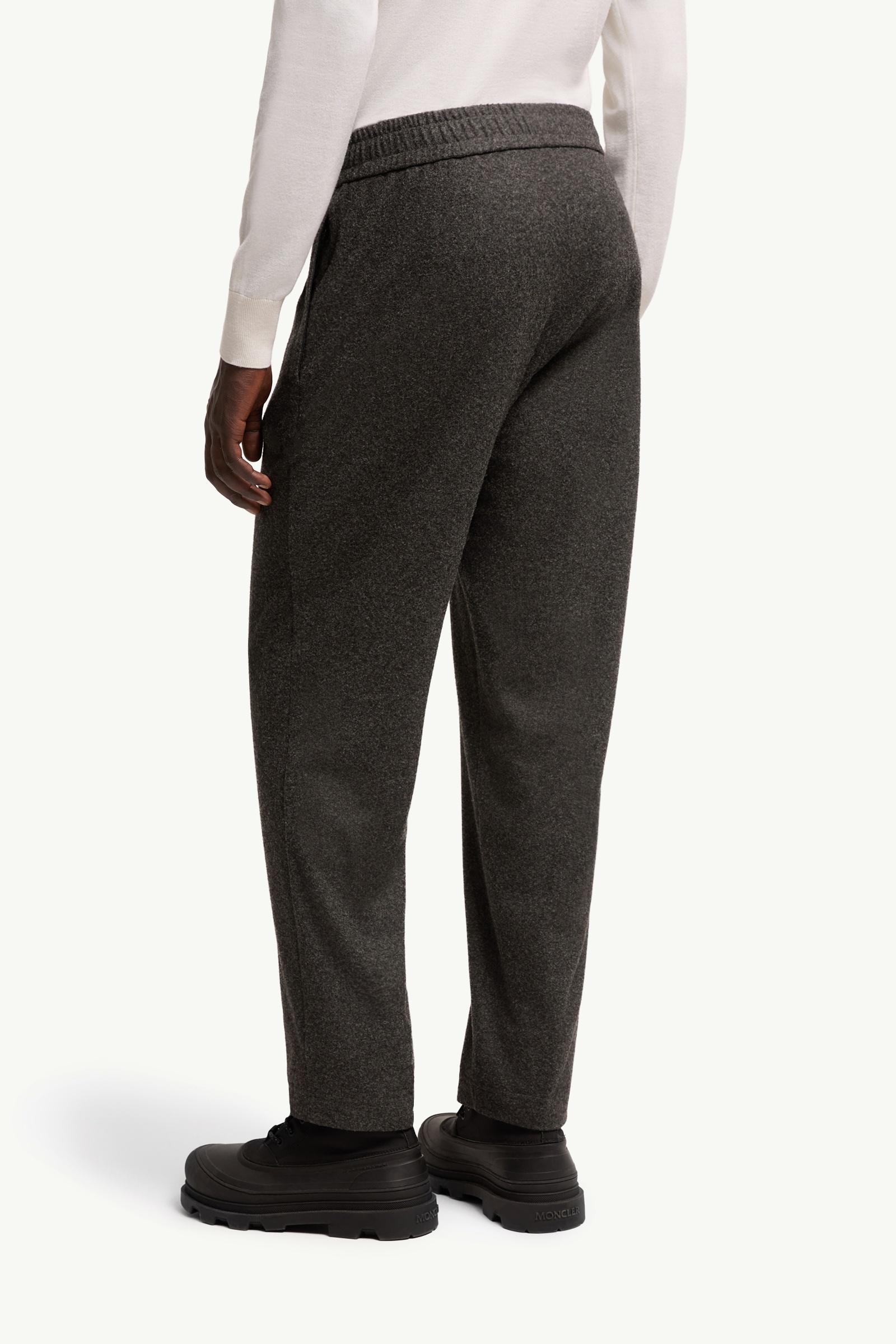 Dark Grey Leather Logo Flannel Pants - Pants & Shorts for Men