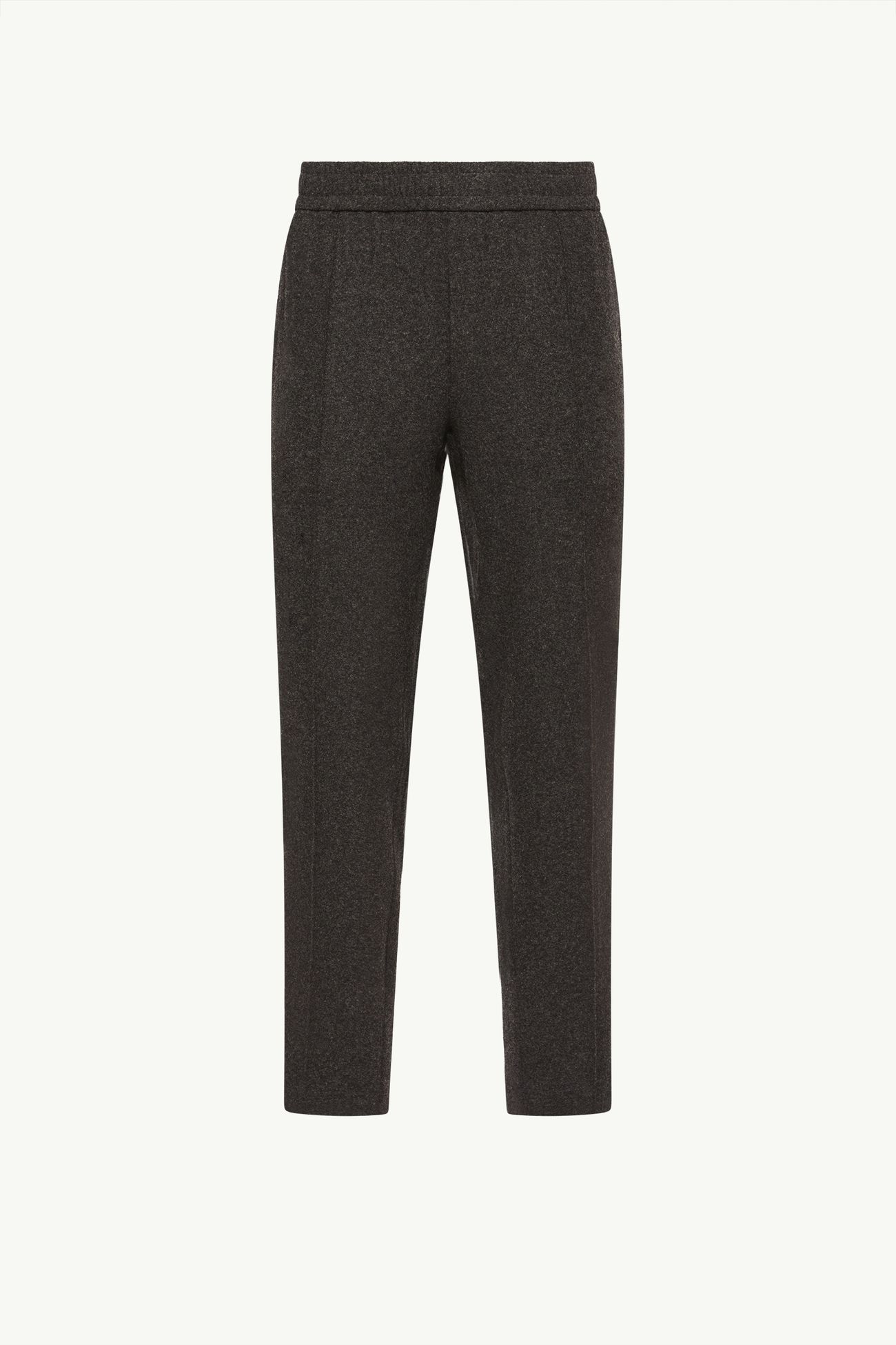 Leather Logo Flannel Trousers Men Dark Gray Moncler 2