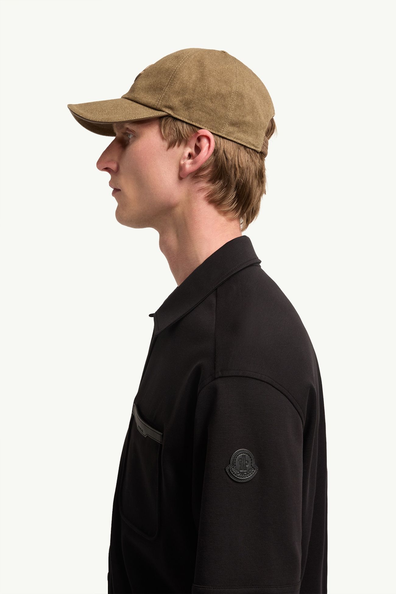 Chemise à manches courtes en coton à logo en cuir Hommes Noir Moncler 1