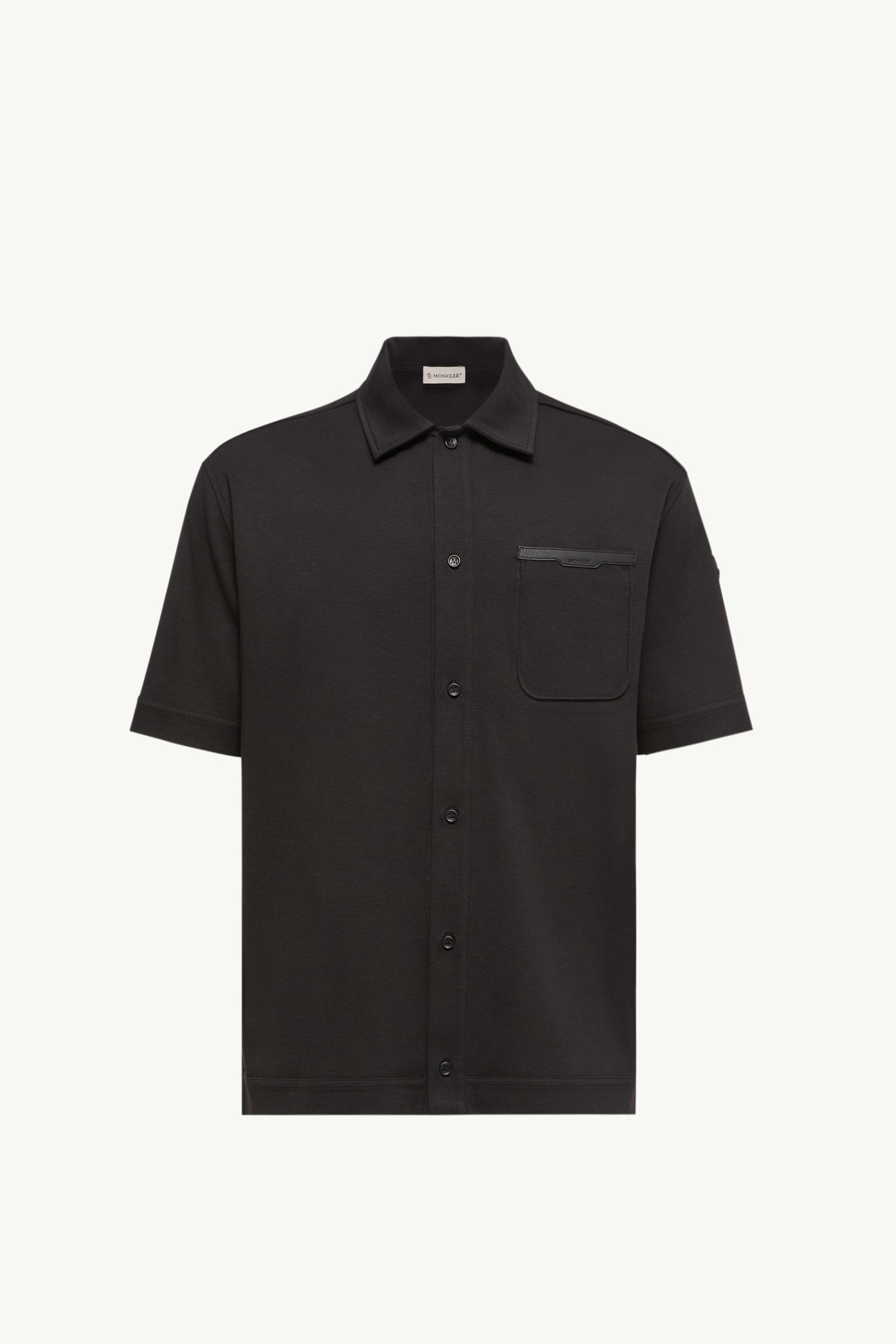 Chemise à manches courtes en coton à logo en cuir Hommes Noir Moncler 2