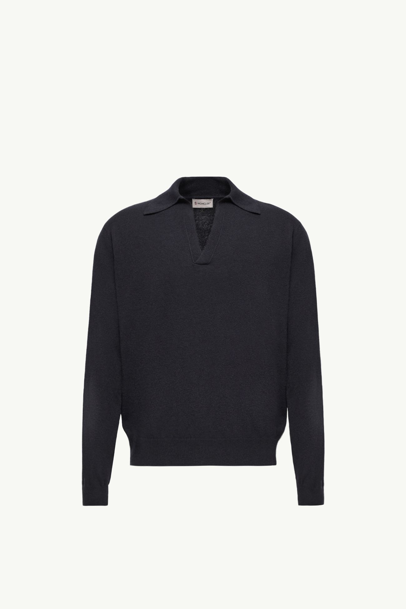 Wool & Cashmere Long Sleeve Polo Shirt Men Navy Blue Moncler 2