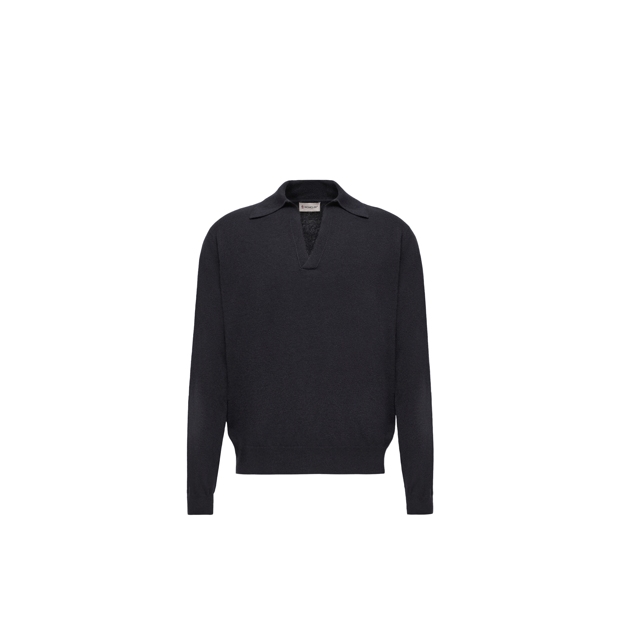 Moncler   Wool & Cashmere Long Sleeve Polo Shirt for Men in Blue, Size: Xl
