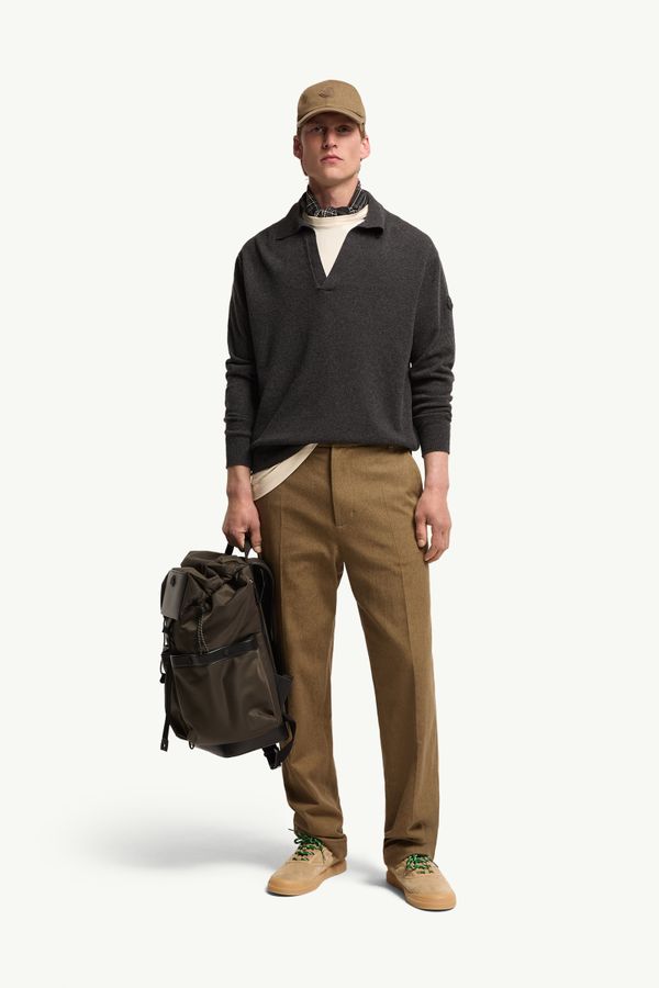Langärmeliges Poloshirt aus Wolle und Kaschmir Herren Dunkelgrau Moncler 0
