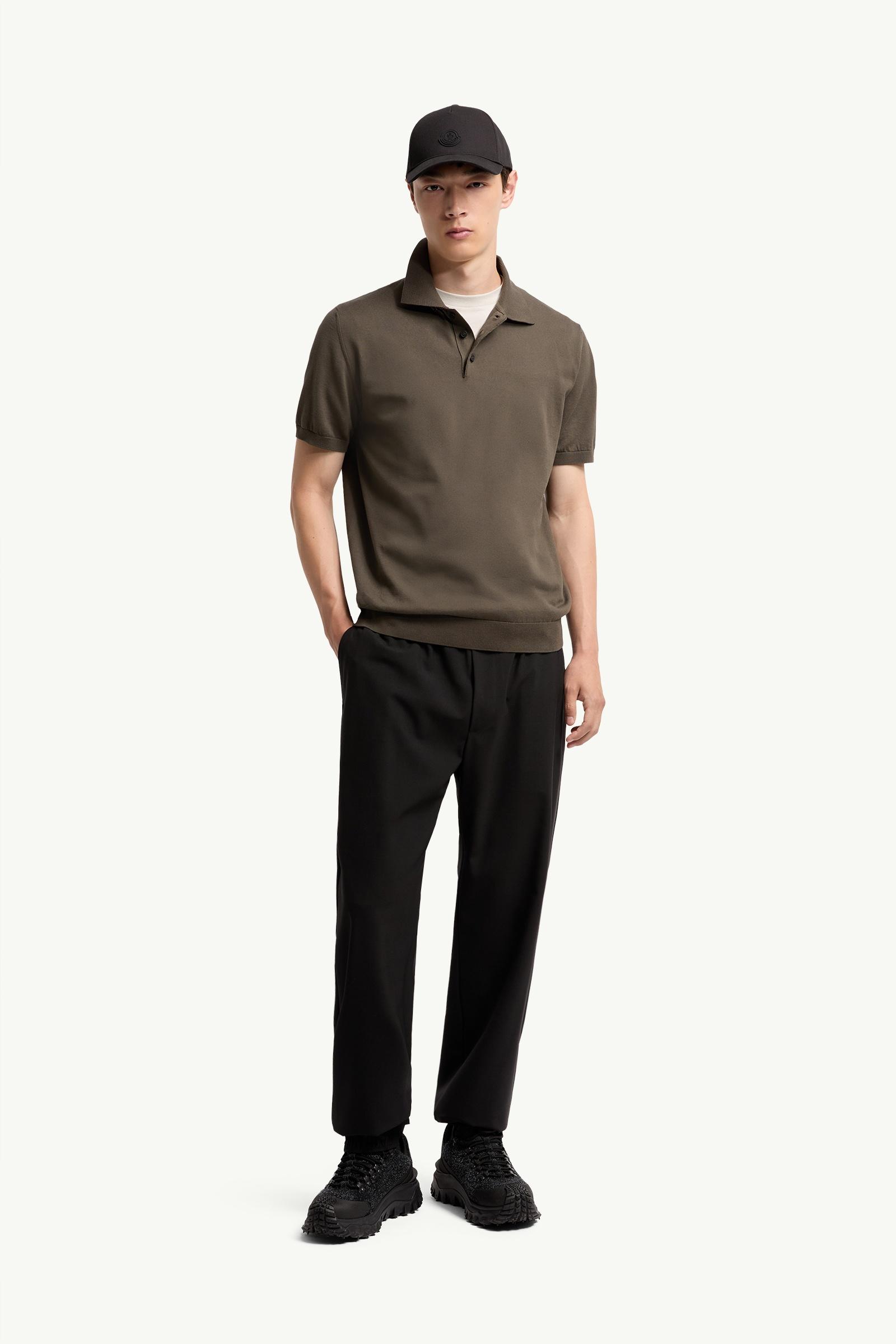 Logo Cotton Knit Polo Men Brown Moncler, 1 of 0