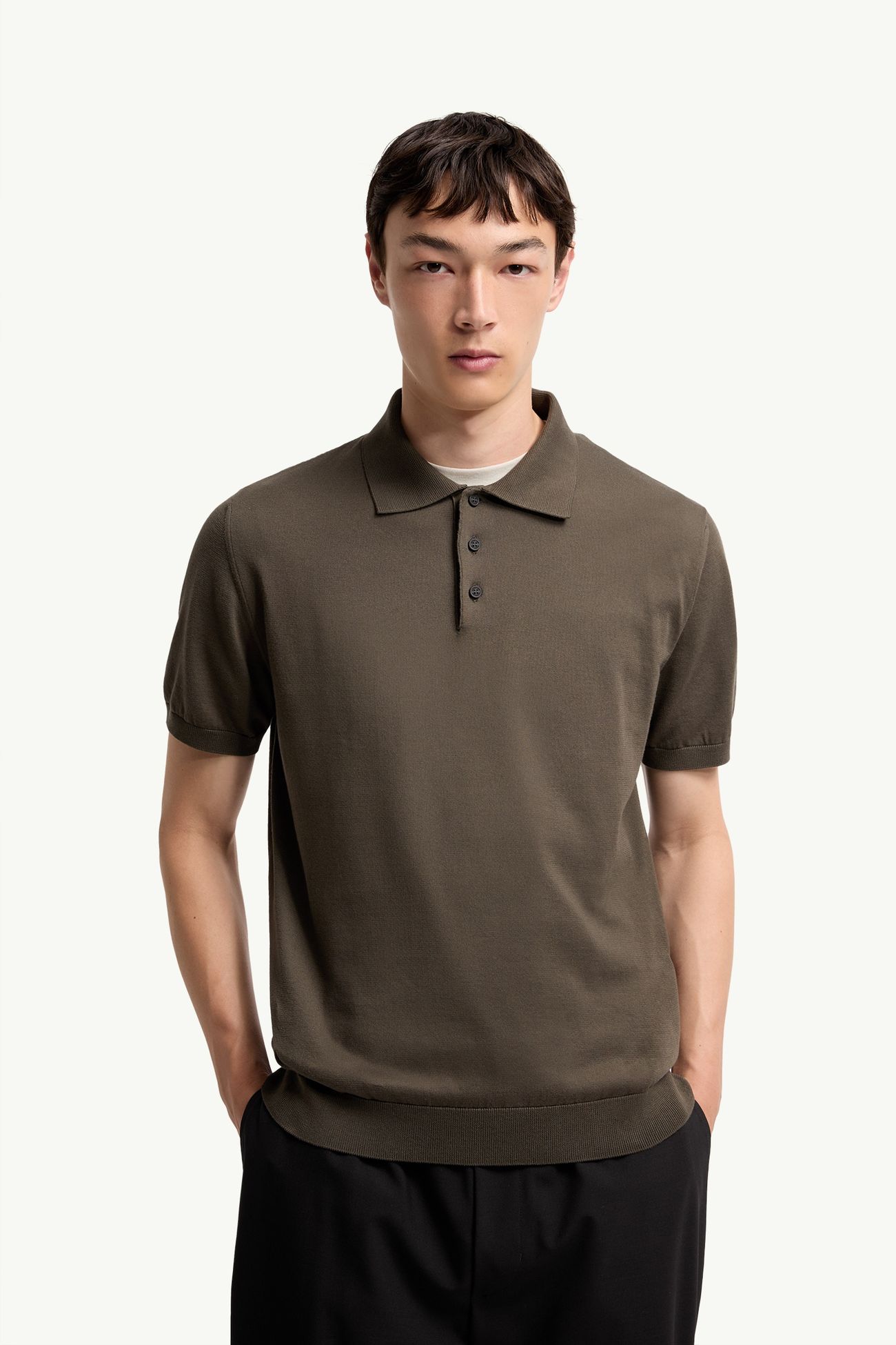 Polo en maille de coton à logo Hommes Marron Moncler 3
