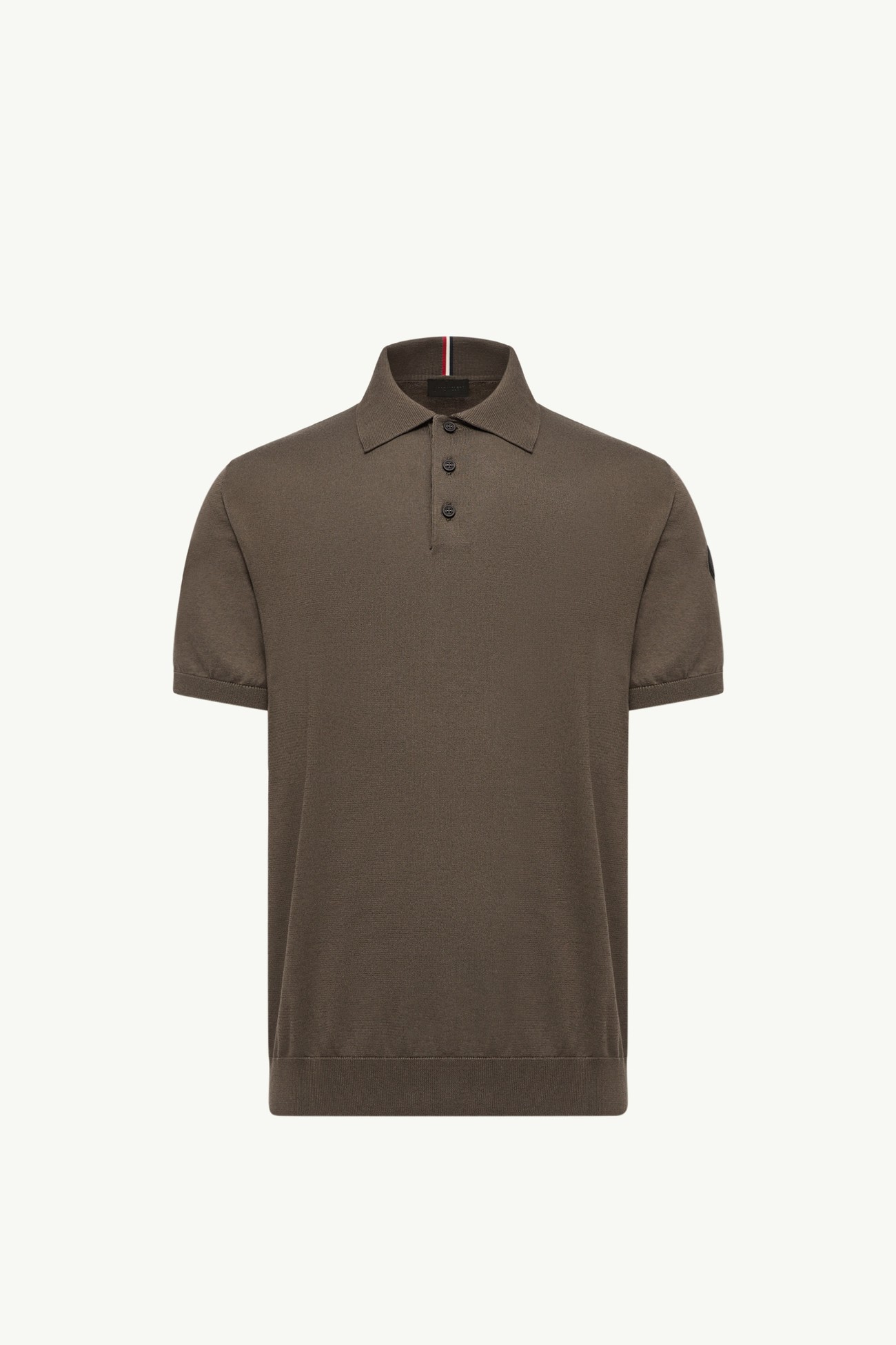 Logo Cotton Knit Polo Men Brown Moncler 2