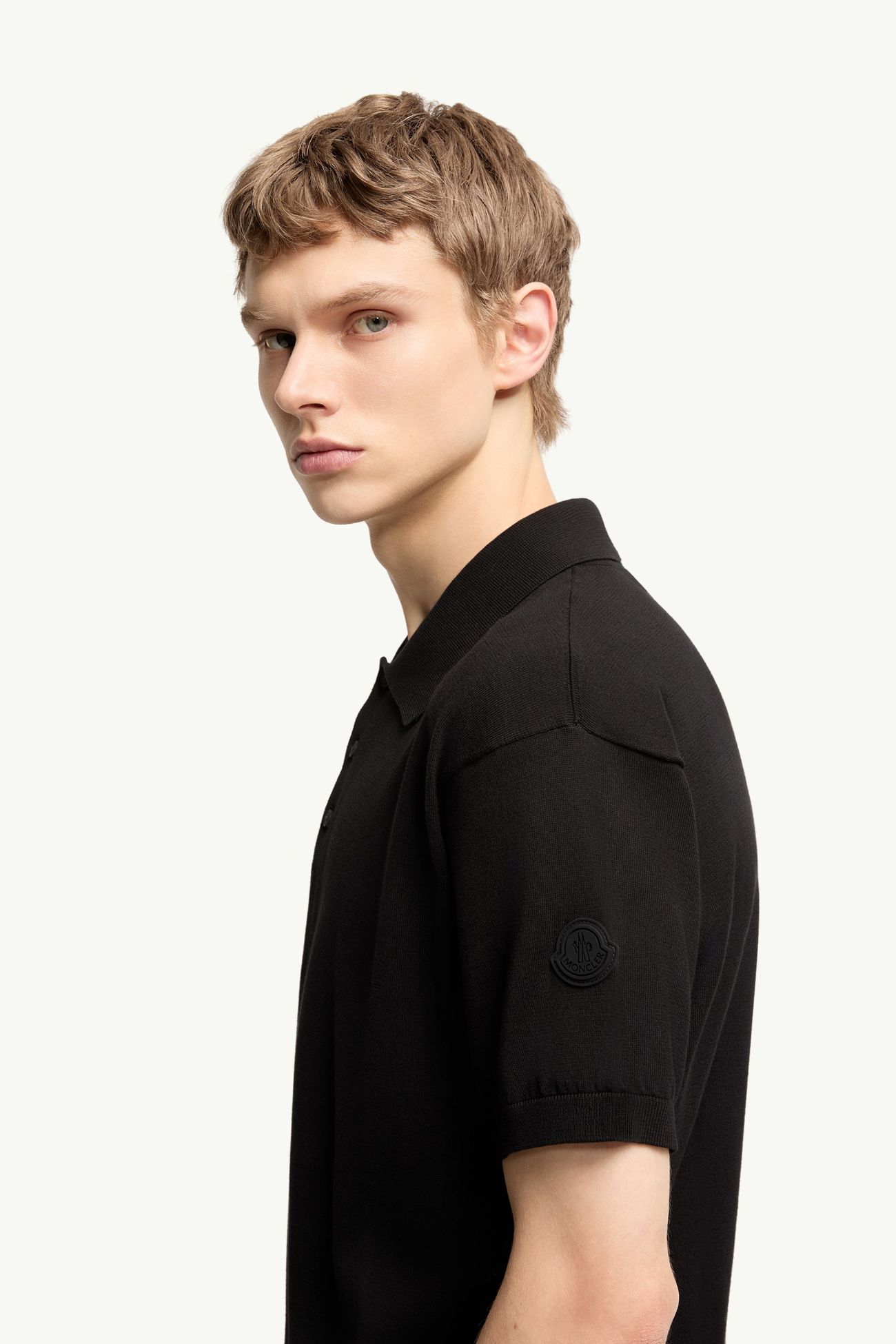 Polo in maglia di cotone con logo Uomo Nero Moncler 1