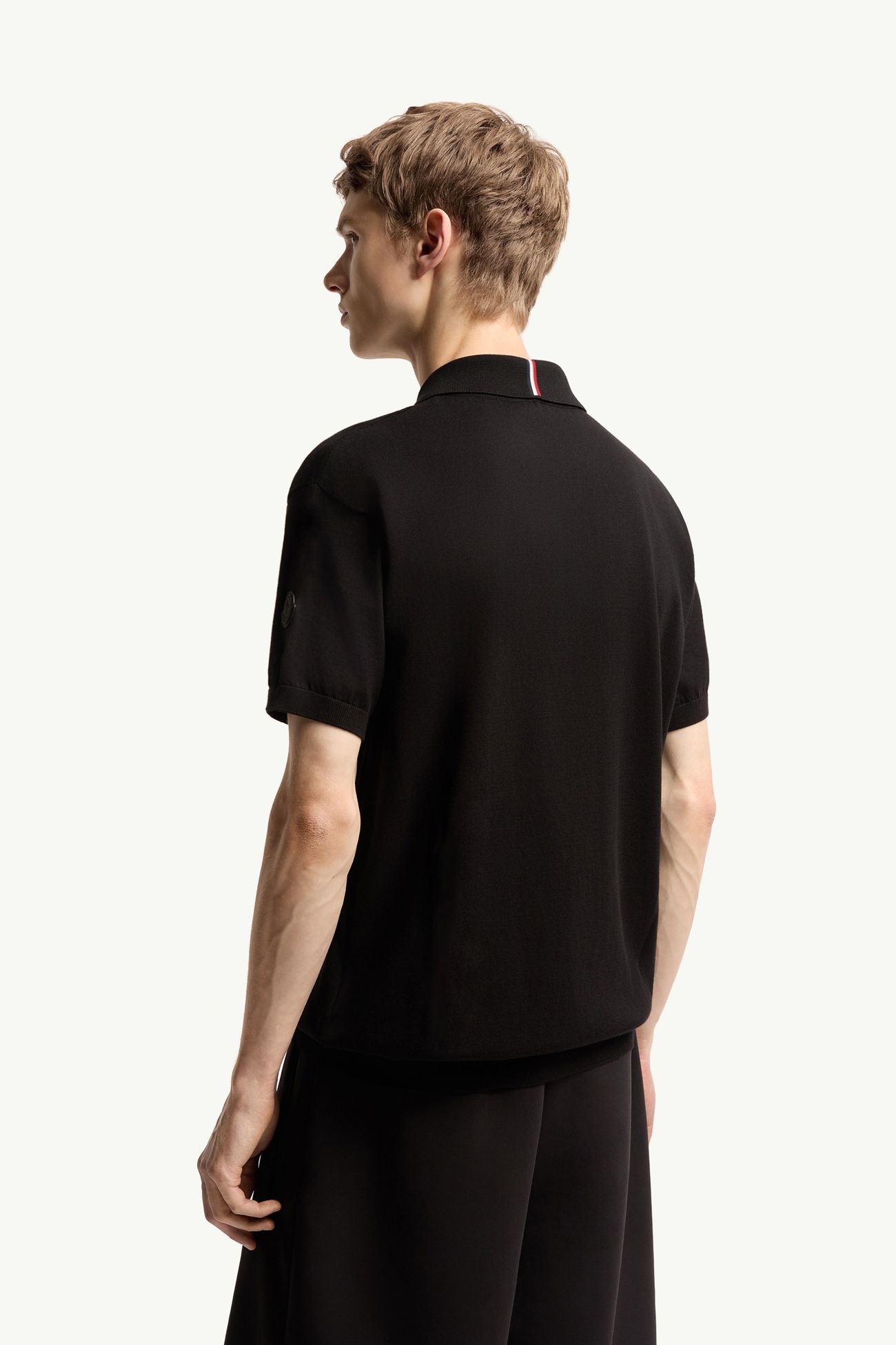 Logo Cotton Knit Polo Men Black Moncler 4