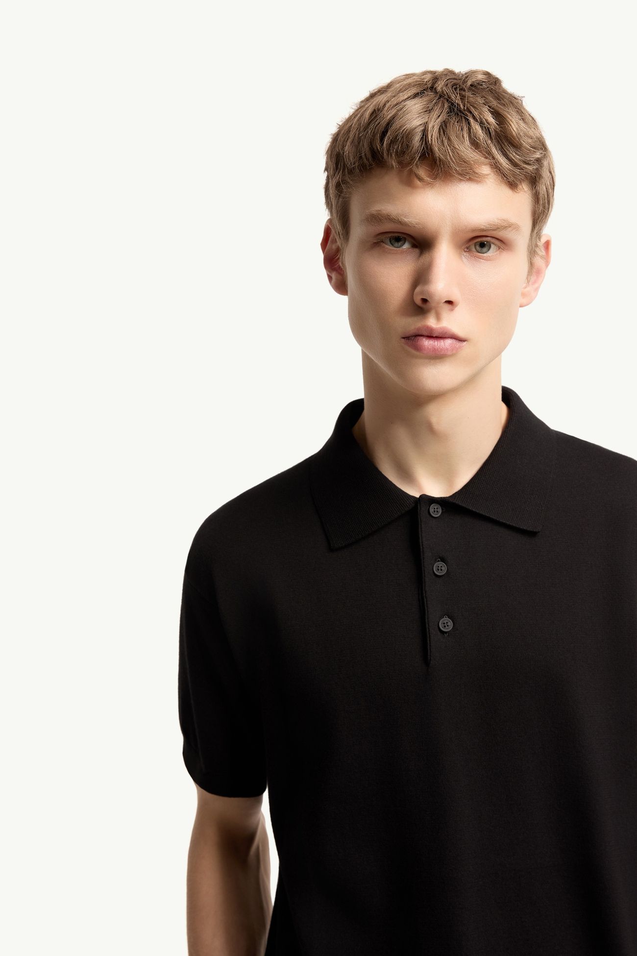 Polo de punto de algodón con logotipo Hombre Negro Moncler 5